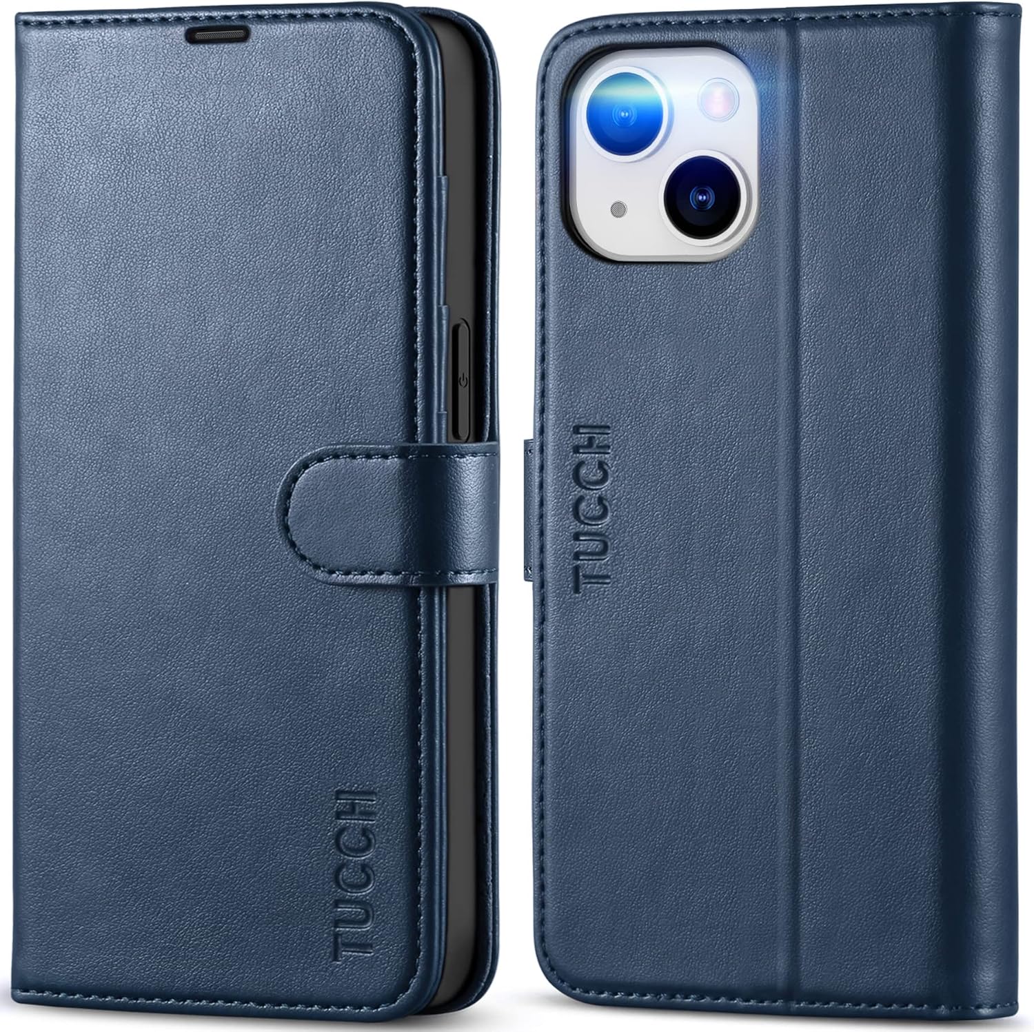 TUCCH Case for iPhone 14 Case Wallet 6.1", [TPU Shockproof Inner Shell], PU Leather [RFID Blocking] 4 Card Holder Magnetic Stand Protective Cover Compatible with iPhone 14 2022, Dark Blue