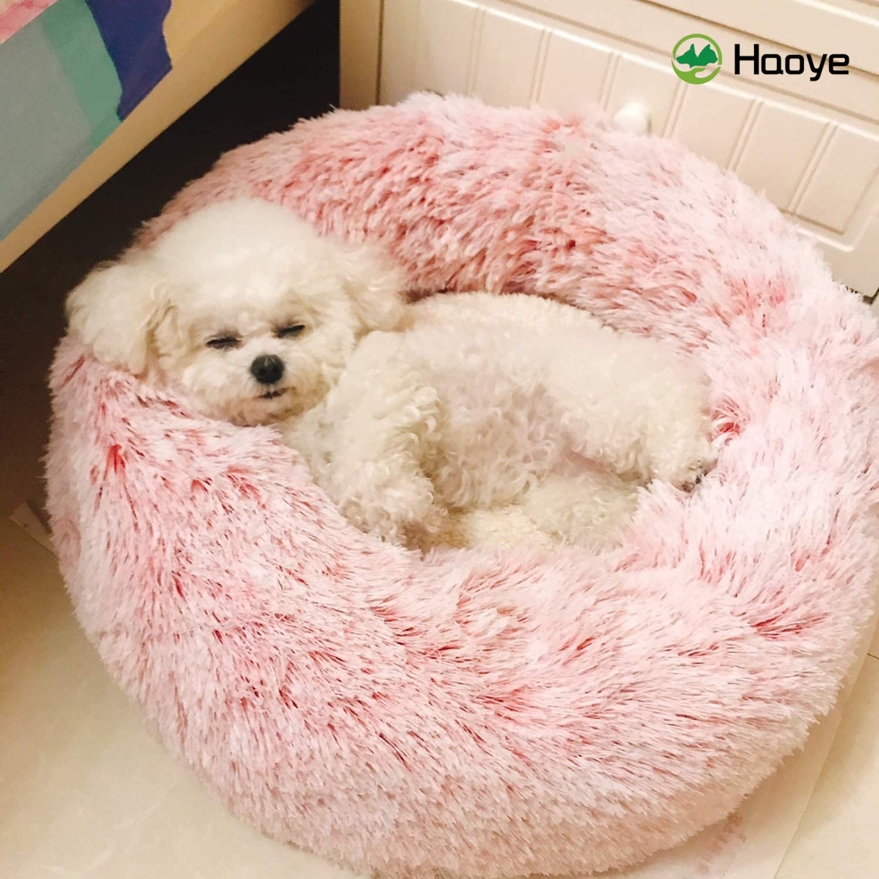 Rond hondenbed, wasbaar pluche hondenkussen warm comfortabel huisdierbed, antislip vochtbestendig slijtvast orthopedisch hondenbed voor kleine middelgrote honden, 60 cm, grijs