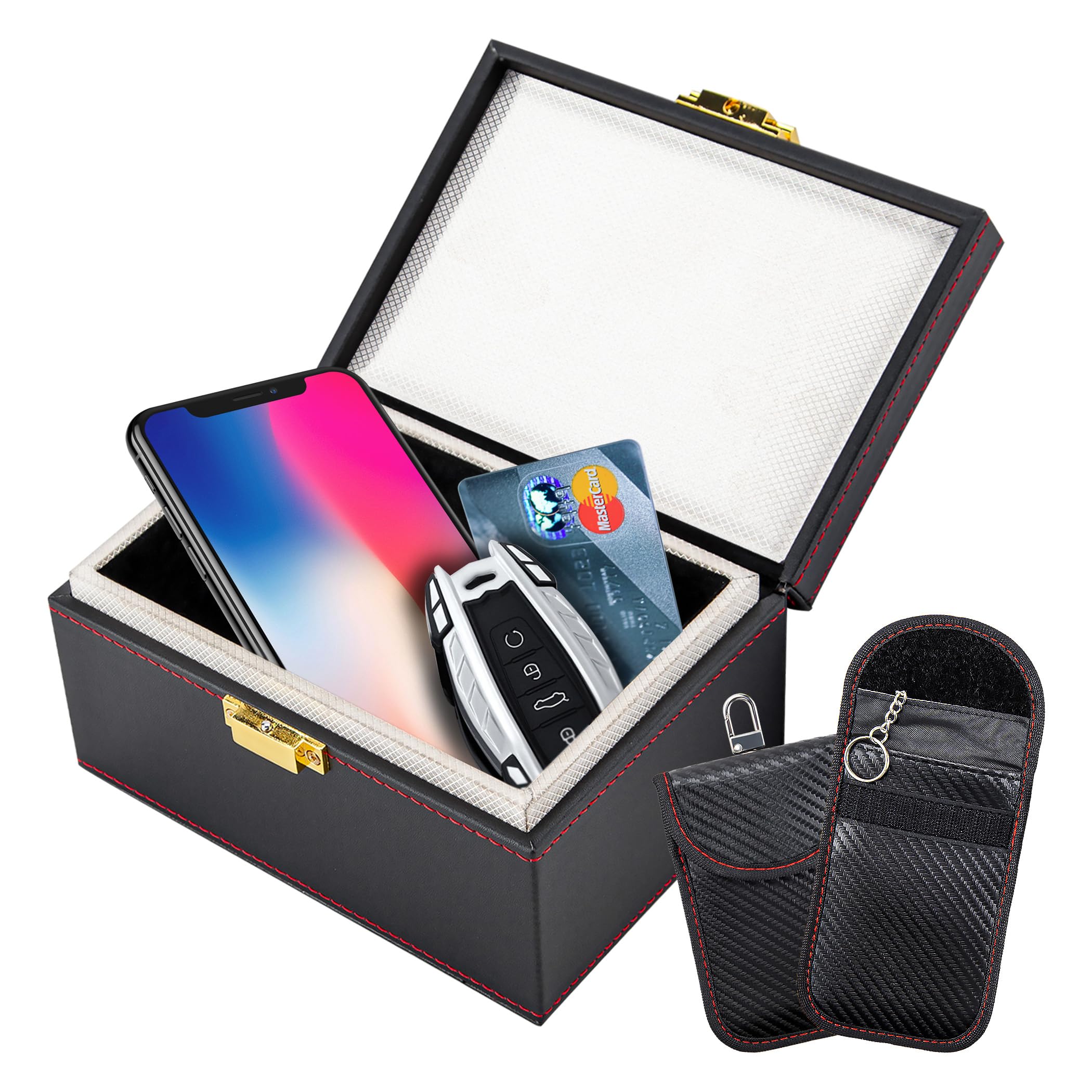 Cartman Faraday Box with Faraday Bags, 2 Pack Car RFID Signal Blocking Pouch, Keyless Entry Car Key Safe Protector, Anti-Theft Signal Blocking Cages(Large)