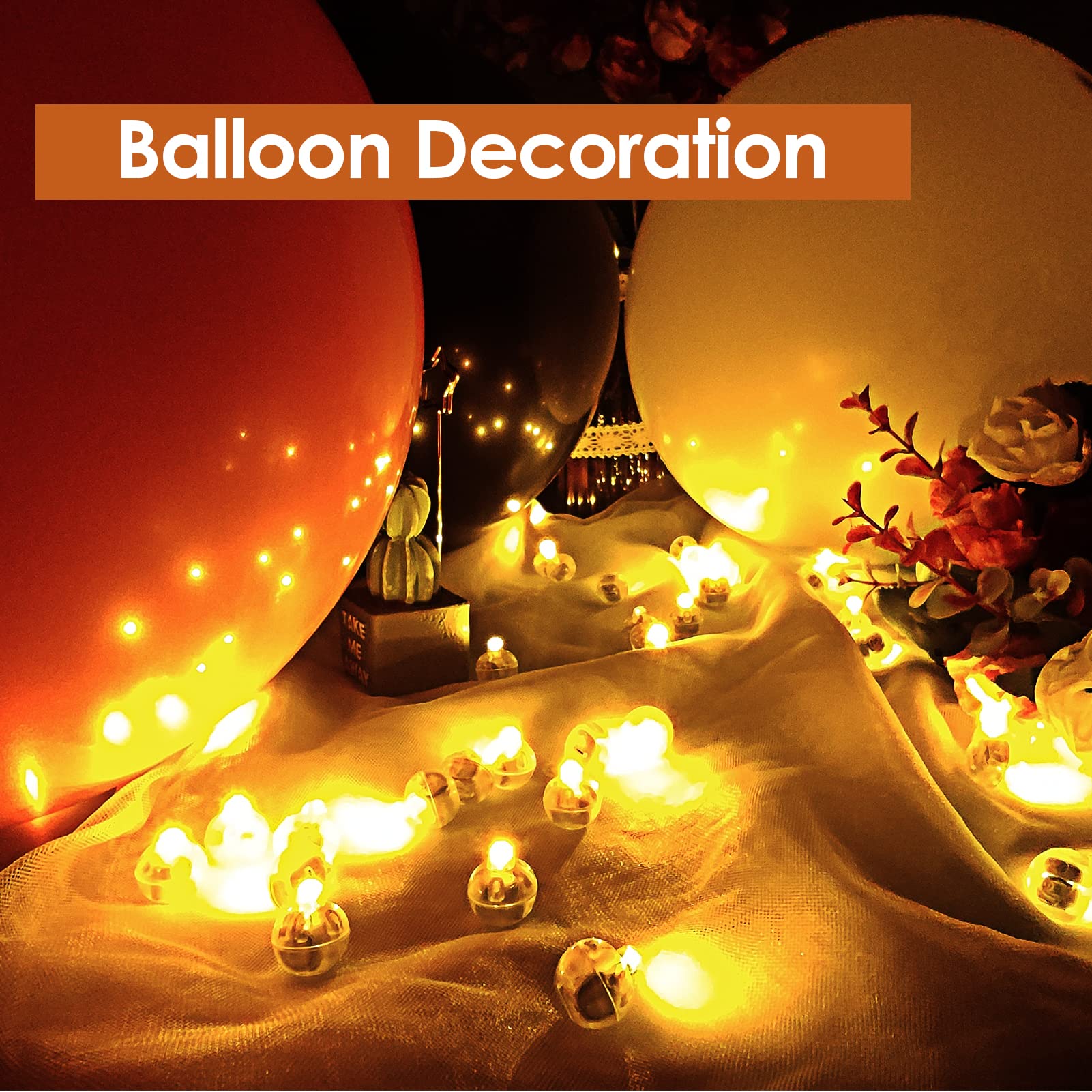 Yizhet Mini Luces de Globo LED, 60 x Luz para Globos sin Parpadear Luces para meter en Globos para Cumpleaños, Boda, Navidad, Halloween, Fiesta (Blanco Cálido)