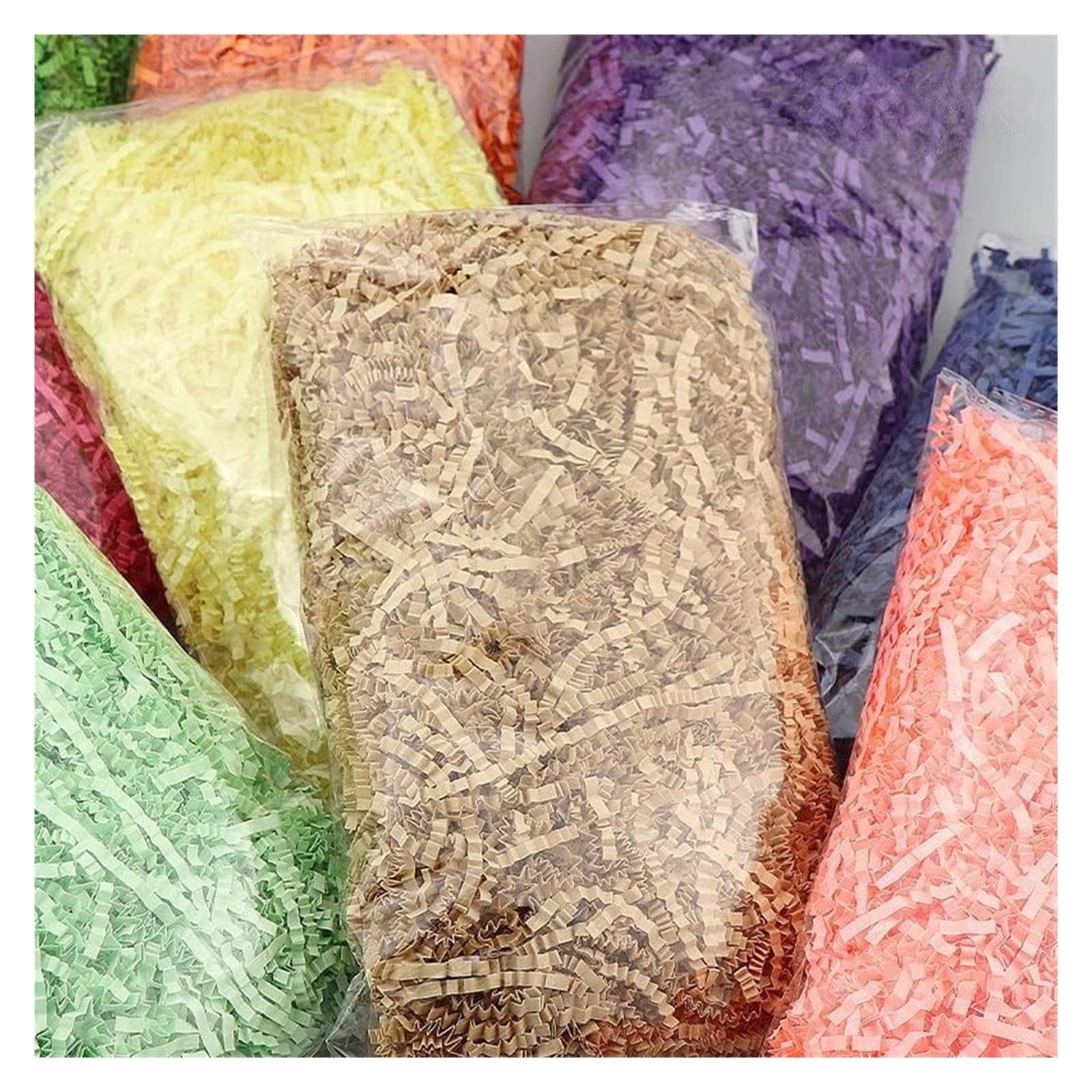 Papier Marszczony Cięty Wielokolorowy 100-500g(Orange Red,500g)