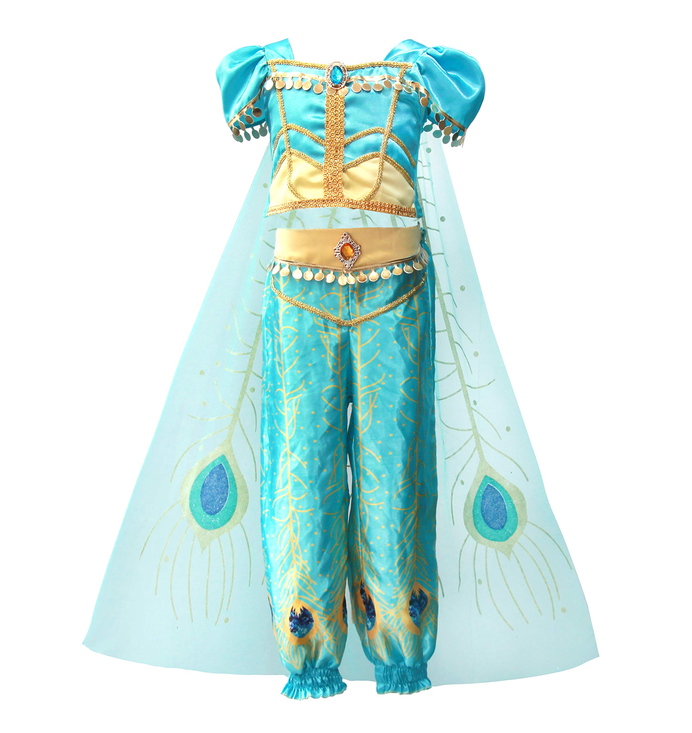 Lito Angels Arabian Princess Jasmine Fancy Dress Up Costume with Cape for Kids Girls Belly Dance Party Outfit Age 3-4 Years, B