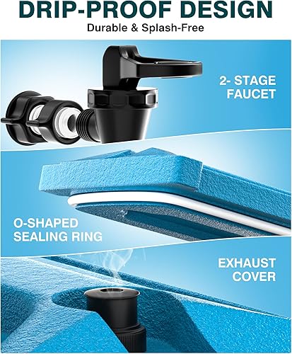 Miniatura 12 de WantJoin Dispensador de bebidas aislado, contenedor de bebidas frías y calientes de 5 galones, con asas, dispensador térmico de bebidas, enfriador