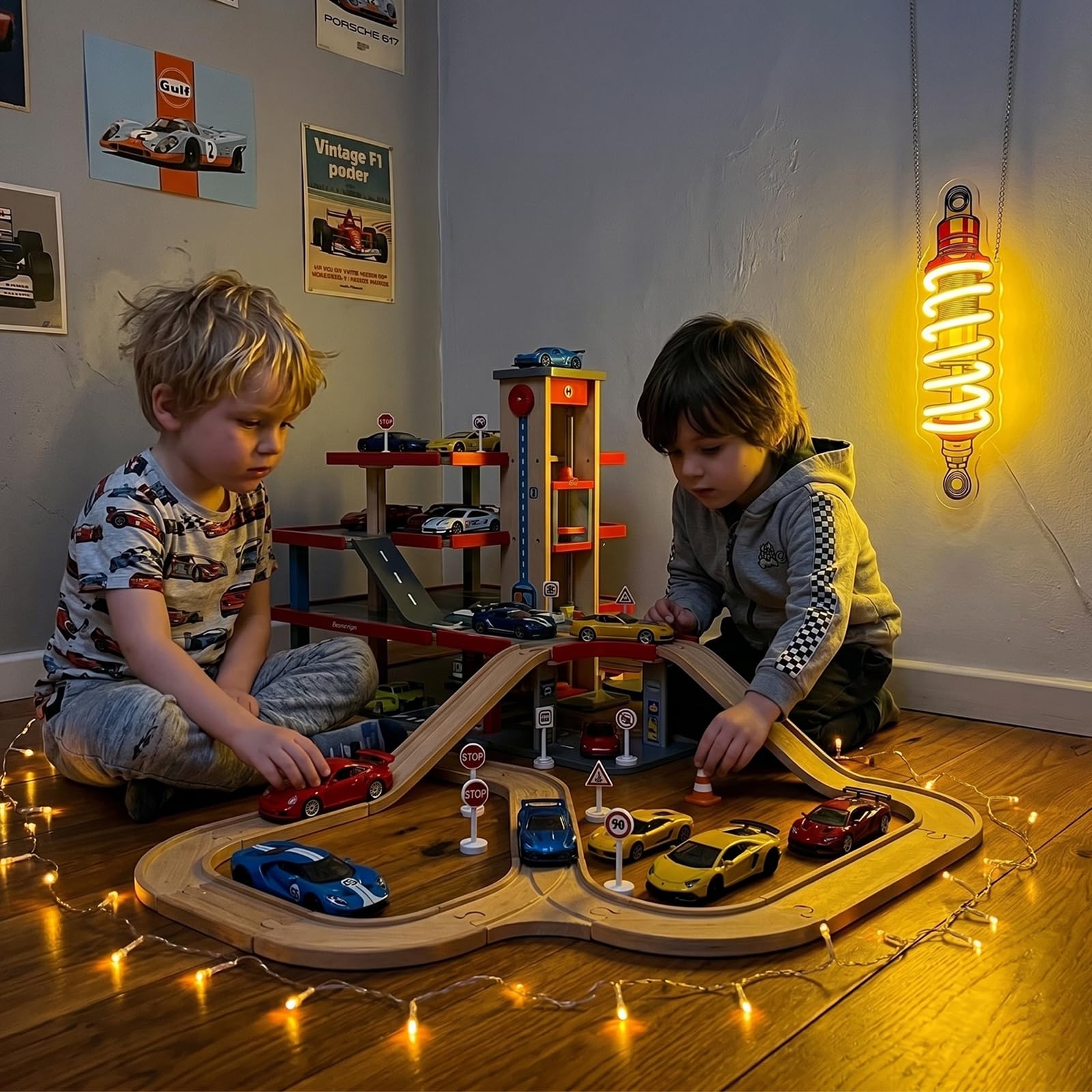 Znaki świetlne amortyzatora, Neony LED do zawieszenia samochodowego do garażu, ściemniane przez USB do warsztatu mechanicznego Man Cave