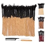 DAIXI 0.8cm Thickness 8 Inch 30 Strands T1B/27 Blonde Tips Ombre Color 100% Real Human Hair Dreadlock Extensions for Man/Women Handmade Permanent loc Extensions Bundles Can Be Dyed Bleached