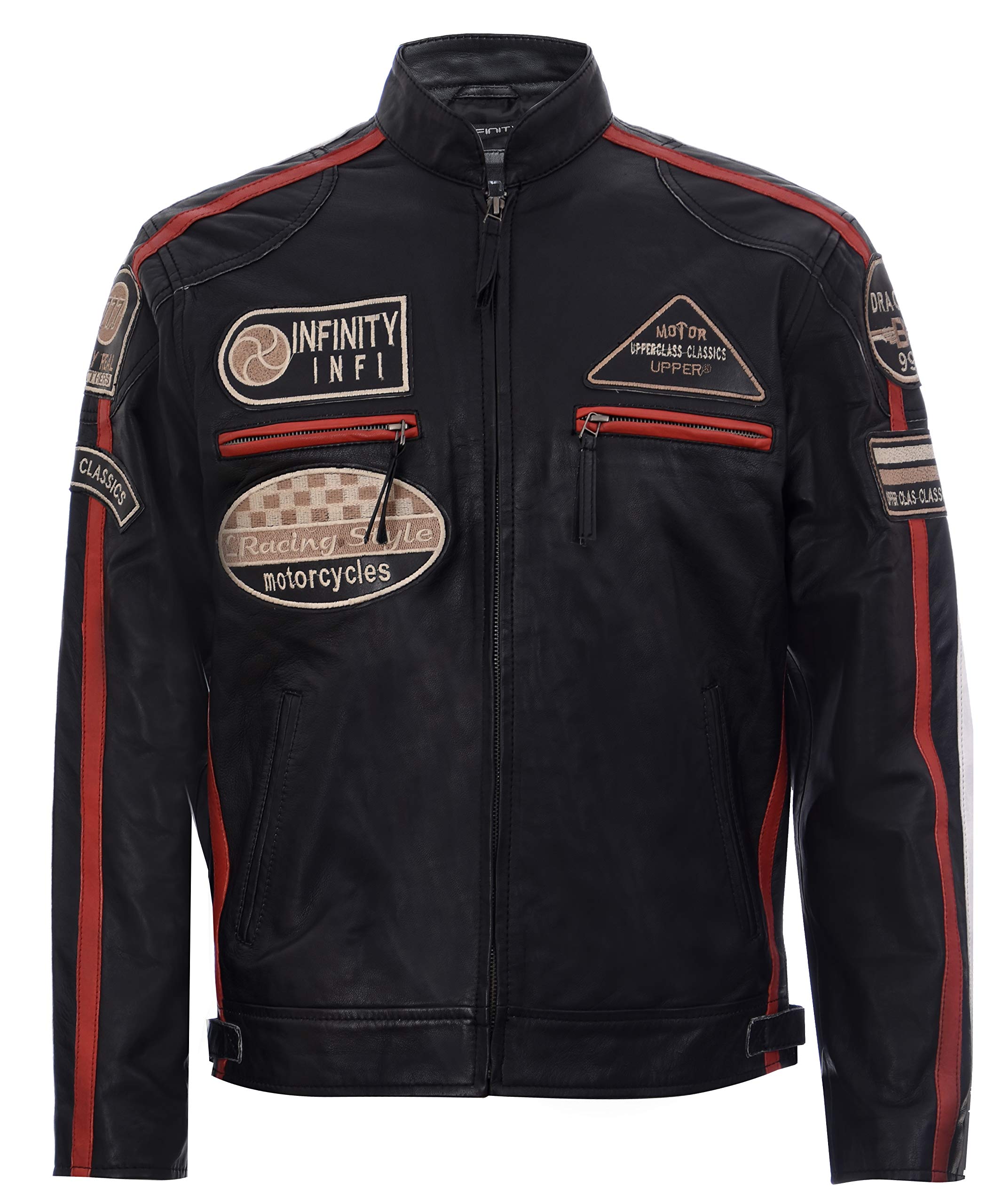 Infinity Leather Men's   Versatile Black Leather Biker Jacket-Stone in Size 3XL, BrandAlley