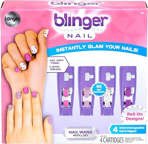 Miniatura 2 de Blinger Paquete de repuesto de varita de uñas, cartuchos de 4 piezas, proceso de tres pasos, sin ensuciar, secar o esperar, perfecto para la