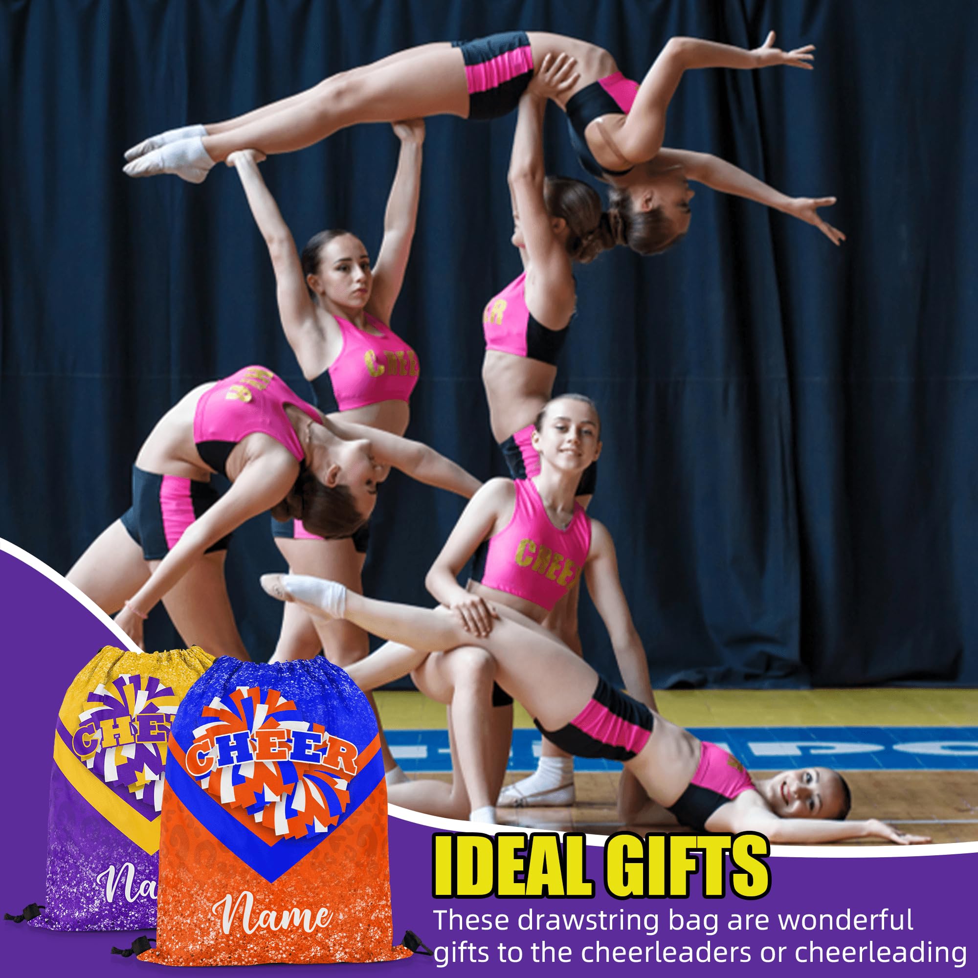 Personalized Cheer Drawstring Bag with Name Custom Cheerleading Bags Cheer Drawstring Bag for Cheerleaders Cheerleader Gift