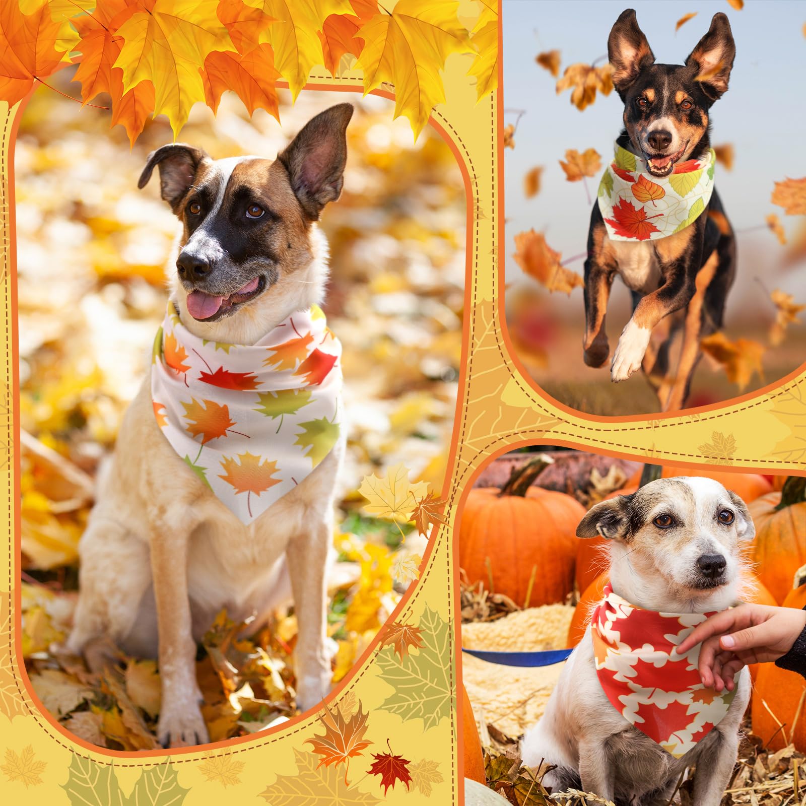 Chunful Herbst-Hundehalstücher mit Ahornblatt-Muster, Dreieckstuch für kleine und große Hunde, Kostümzubehör (31,5 x 21,7 x 21,7 x 21,7 cm), 100 Stück