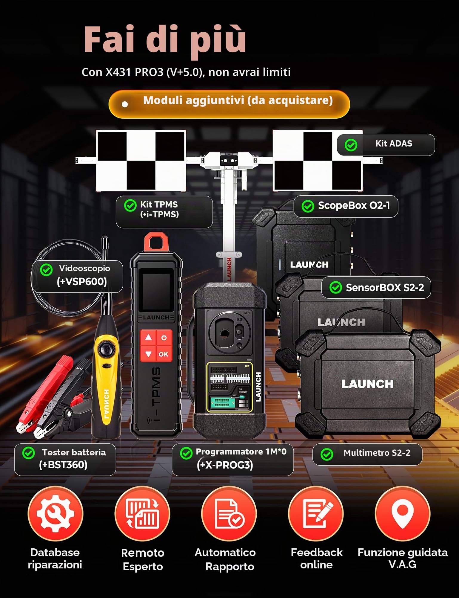 LAUNCH X431 V+ PRO 5.0, dispositivo diagnostico OBD2, codifica ECU professionale, vassoio diagnostico multibrand con dispositivo diagnostico auto con 50+ reset Service,2 anni di aggiornamento migliore