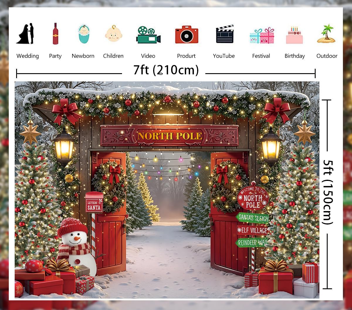 MEHOFOND Toile De Fond Pour Photographie De Noël - 3 X 2,1 M