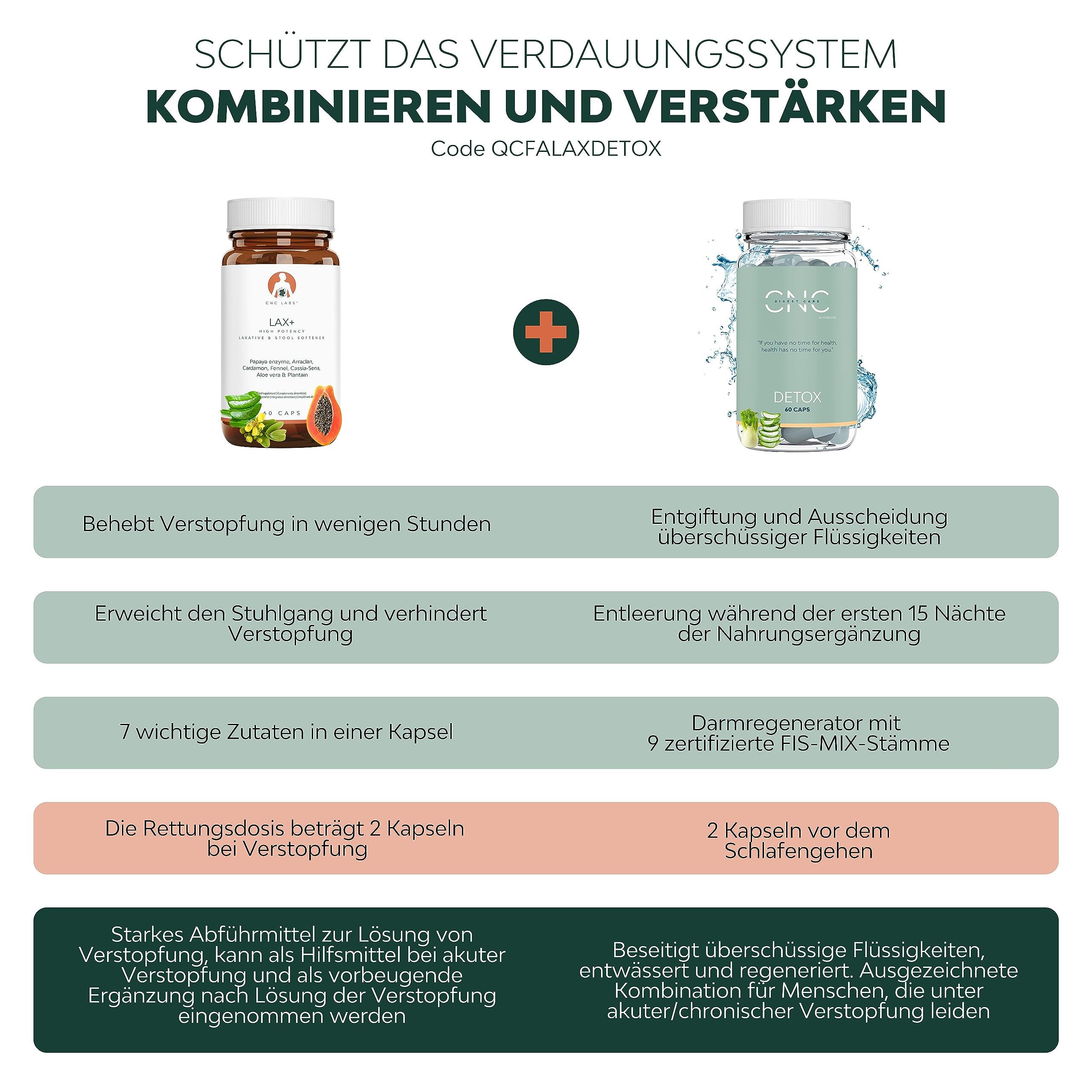 Abführmittel schnell wirkend LAX+, Stuhlweichmacher, 100% natürlich mit Aloe Vera, stark bei Verstopfung, lindert Verstopfung mit Papaya, Arraklan, Kardamom, Fenchel, Senna, Pflanzen