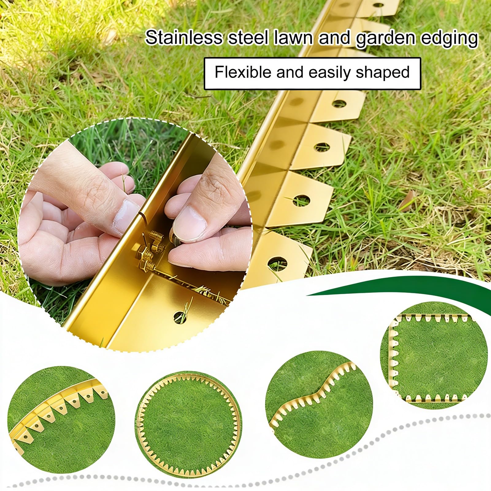 Lot de 4 bordures flexibles en plastique facile à installer avec piquets, petite clôture en métal (D, 100 x 3 x 3 cm) pour la conception de jardin et la décoration