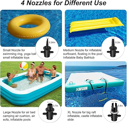 Miniatura 2 de AWSUM Bomba de aire eléctrica de 600W para colchoneta de gimnasia inflable, bomba infladora desinfladora de llenado rápido para colchón de aire de