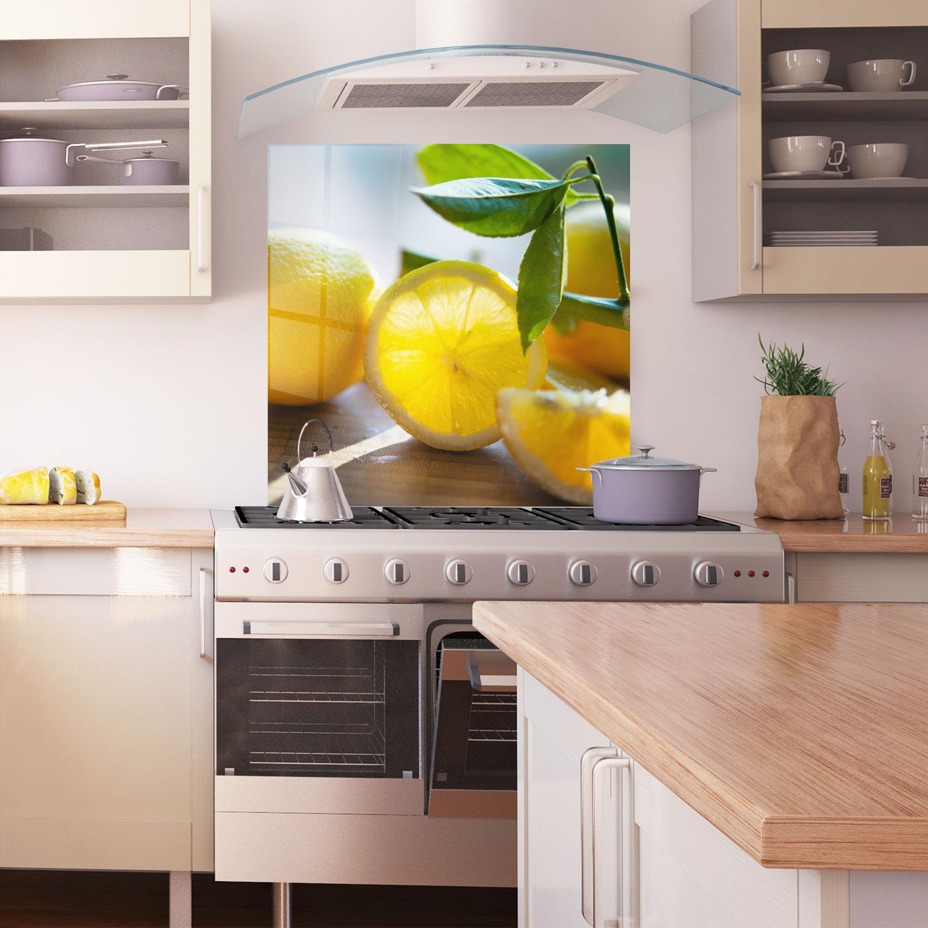ARTHUB® Crédence de Cuisine en Verre 60x60 cm, Lemon in The Sun | Protection Contre Les éclaboussures, Revêtement Mural en Carreaux, Plaque en Verre, Verre trempé, Aliments, Fruits