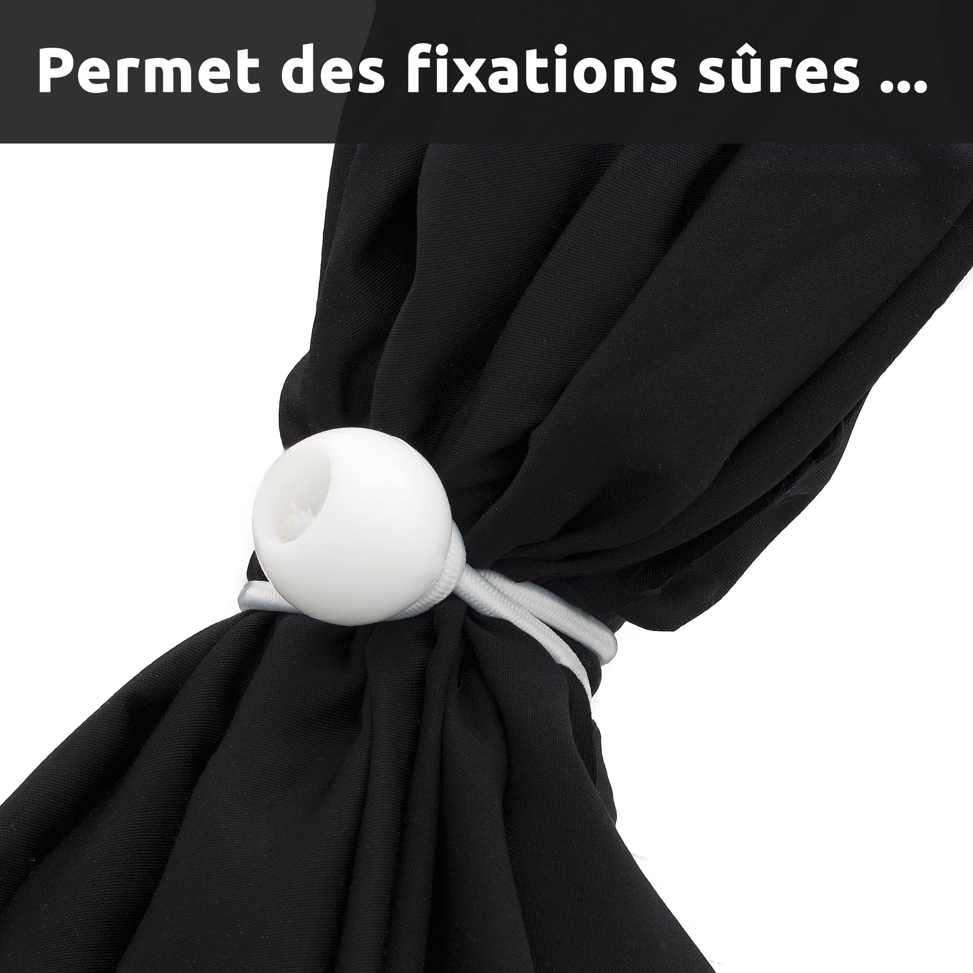 ECENCE 100 Tendeurs élastiques avec Boule en Plastique Blanc Tendeur bache | élastiques de tente pour les bâches, pavillon de jardin, tentes