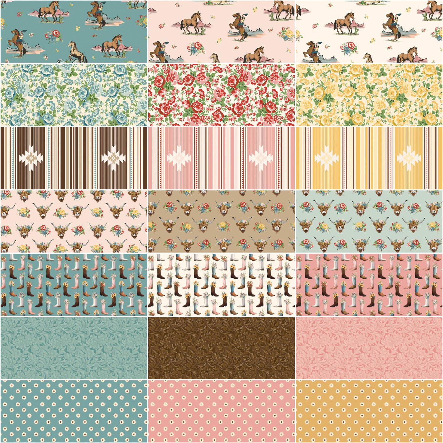Echo Park Paper Co. 10-17480-42 Cowgirl-Stapel, 25,4 cm, 42 x 25,4 cm große Quadrate, Schichtkuchen, Riley Blake