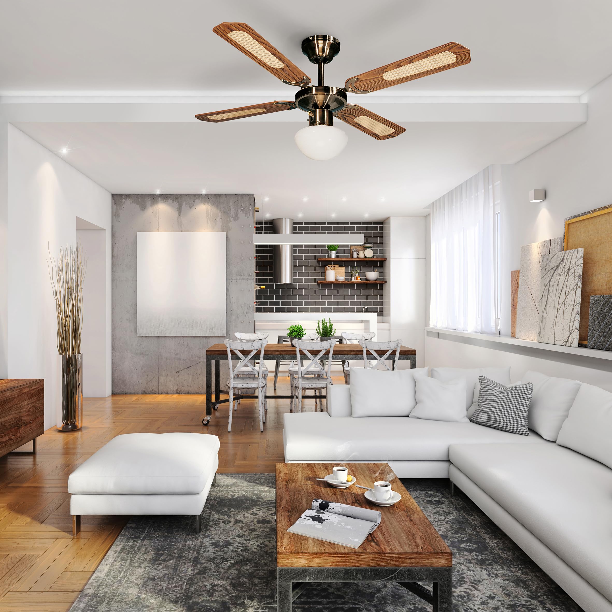 Farelek Bali Ventilateur de plafond 107 cm Brun
