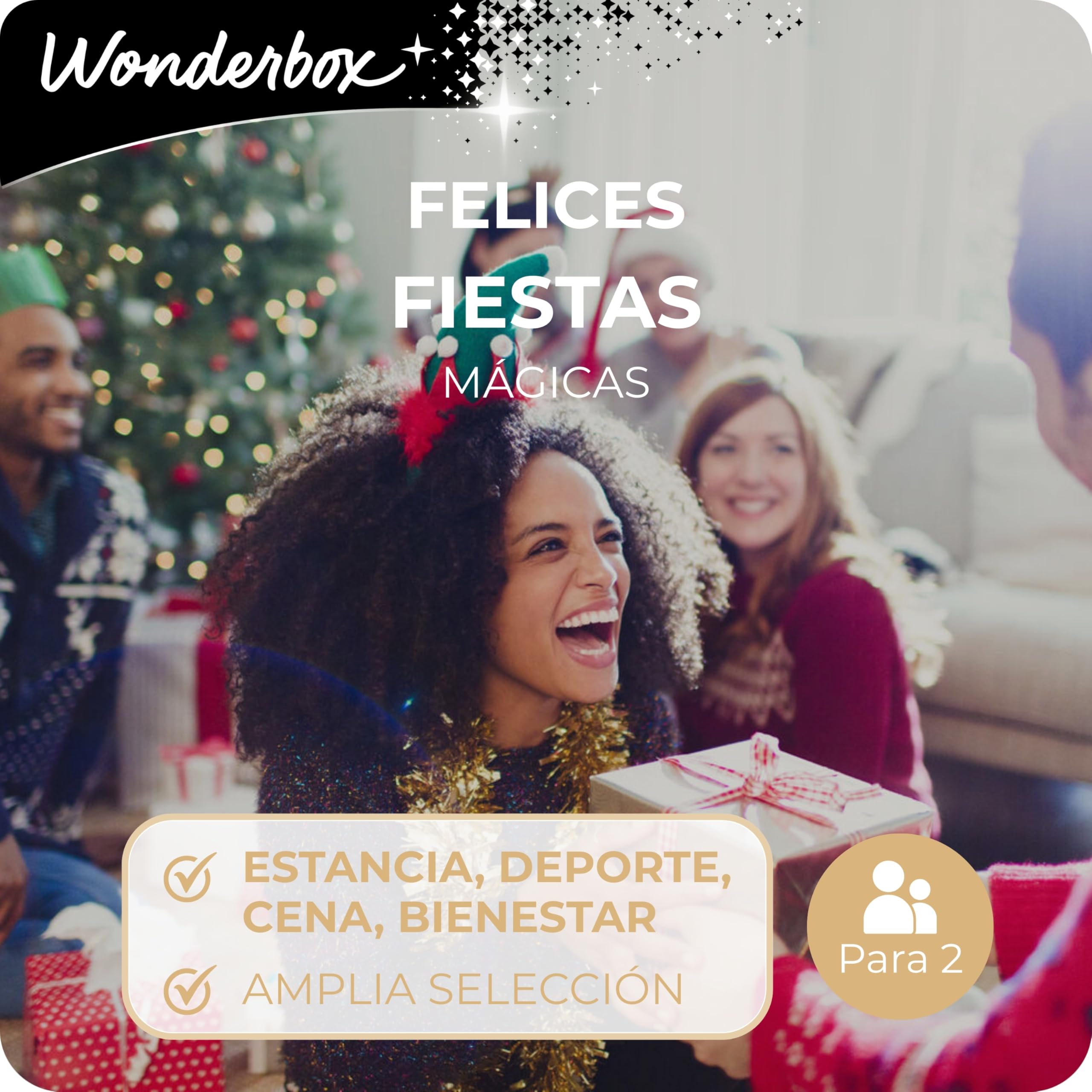 WONDERBOX - Caja Regalo - Felices Fiestas Mágicas - para 2 Personas | 1 actividad a elegir - Más de 8500 experiencias - Estancia, cena, ritual exclusivo o aventura
