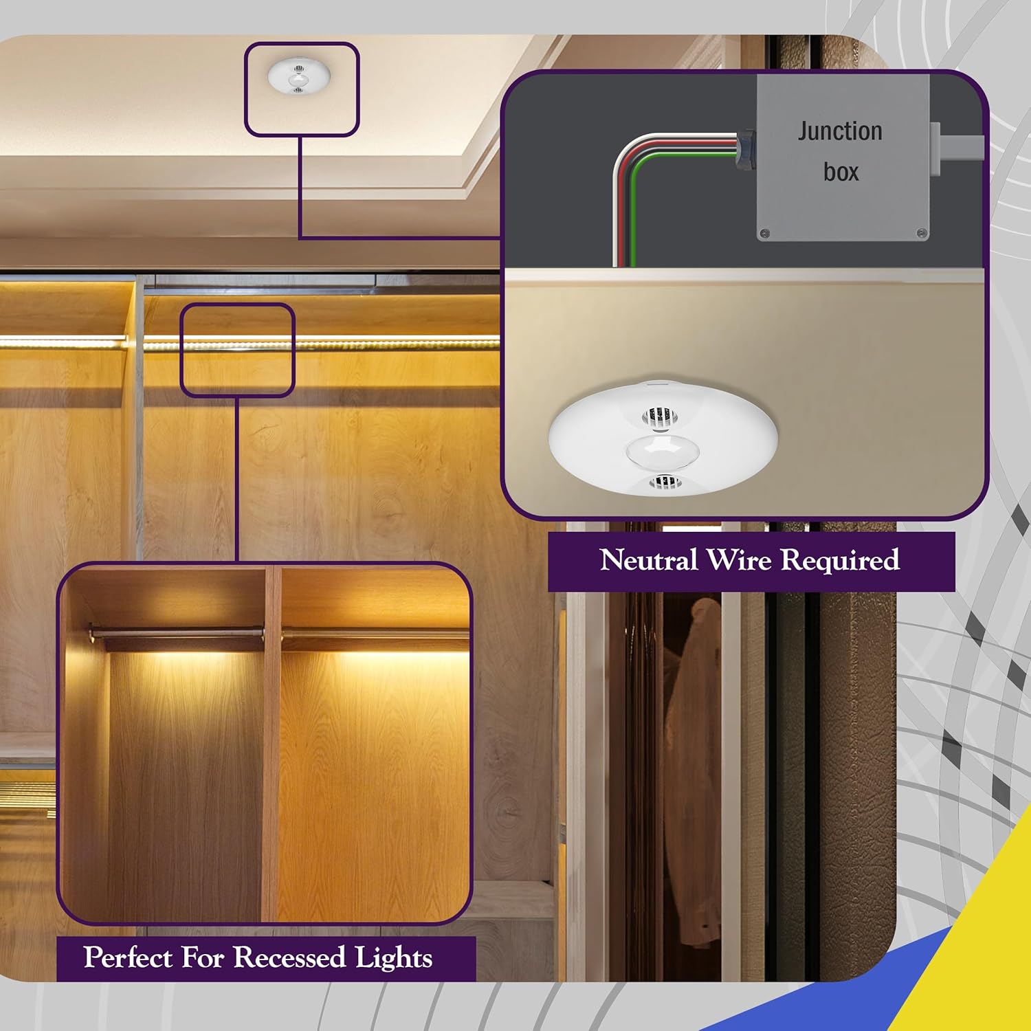 ENERLITES Ultrasonic and PIR Dual Technology Occupancy Sensor, 360 Degree Field of View, 1,600 Sq Ft Coverage, Commercial Grade, MDC-50V-W, White