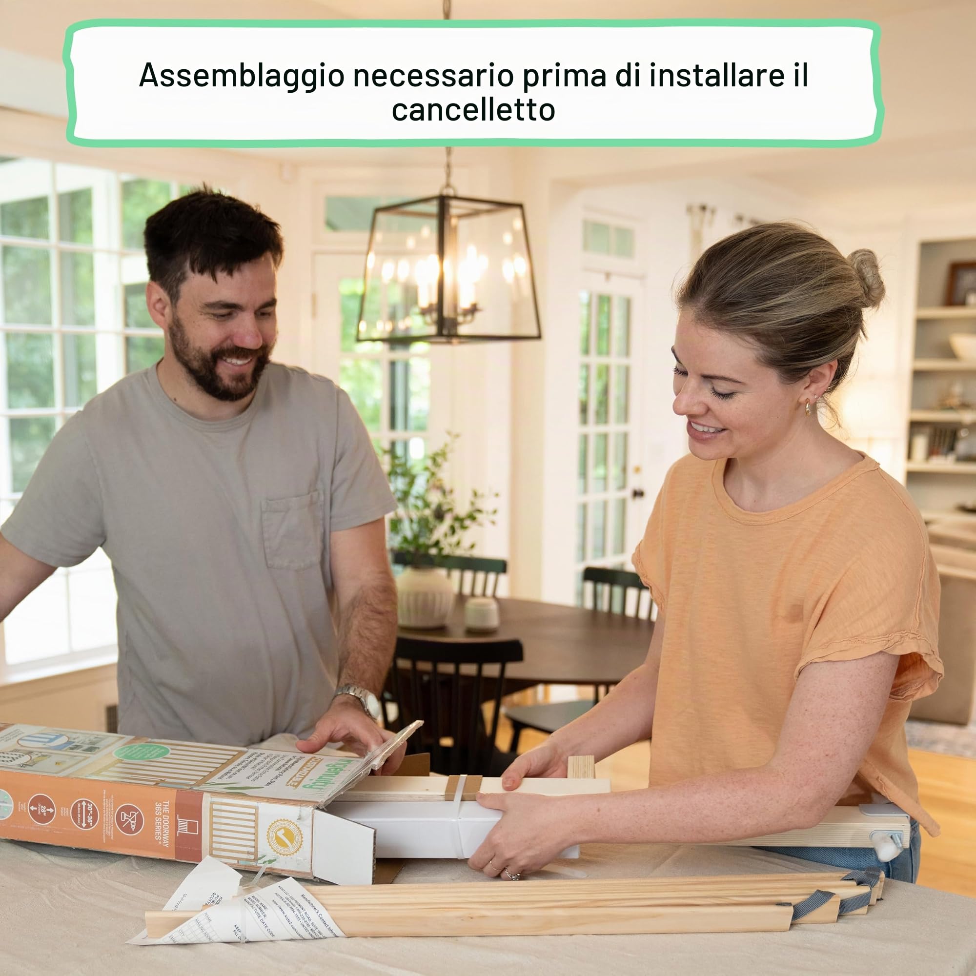 Ingenuity, Legno Cancelletto di Sicurezza per Bambini, 76-91 cm, Cancelletto per Cani, Senza Forature, con Estensioni, Personalizzabile