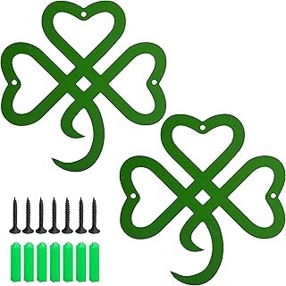 Watayo 2 Pcs Metal Shamrock Wall Art, 8 x 7.6 Inch St. Patrick's Day Shamrock Wall Decor Sign, Green Irish Metal Clover Art Wall Decor for Front Door Living Room Home Office Farmhouse