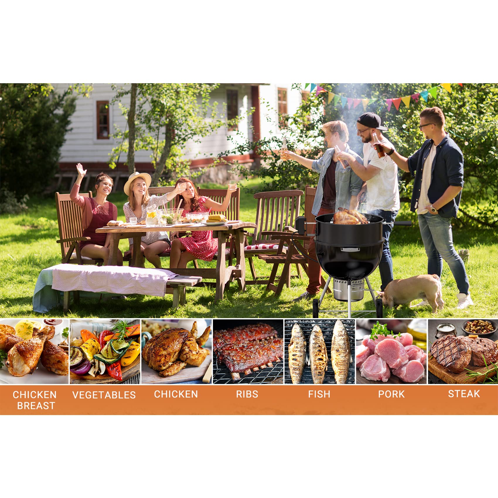 Kit de anillo de asador de acero cromado mejorado para parrillas de carbón Weber de 18 pulgadas 6
