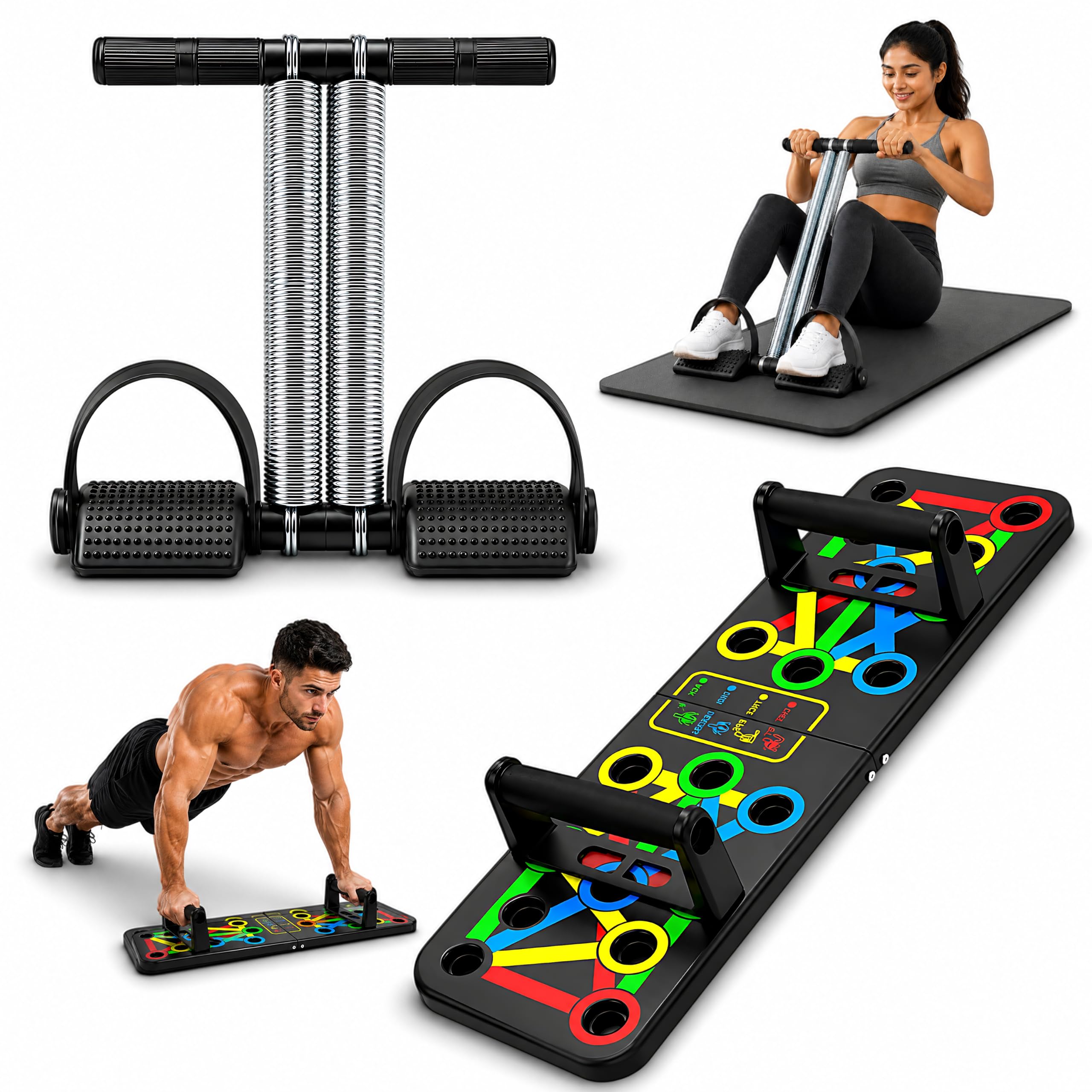 Wellesa Push Up Board and Spring Tummy Trimmer Workout Set | Full Body Exercise, Dual Spring Resistance, Multi-Position Board, Core & Upper Body, No Power Required-image-10