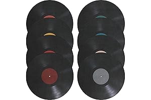 Pack of 8 Adhesive Vinyl Decorative Records for Retro-Inspired Wall Decor
