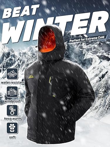 Miniatura 6 de TACVASEN - Chaquetas de esquí de invierno para hombre, abrigos de vellón impermeables con aislamiento térmico para snowboard, parka con capucha