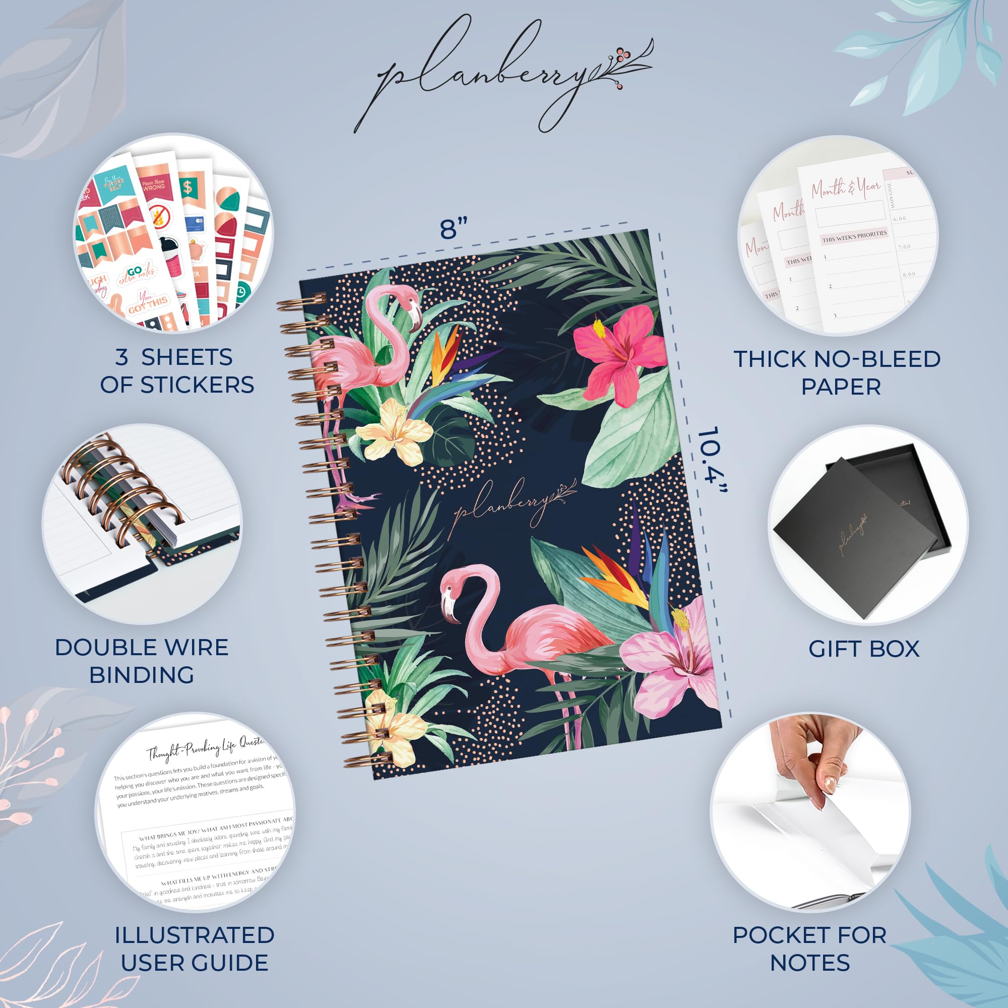 PLANBERRY Large Hourly Schedule Planner Premium - Undated Organizer for Productivity Time Management & Budget, 20x27cm (Rose Flamingo) - Image 2