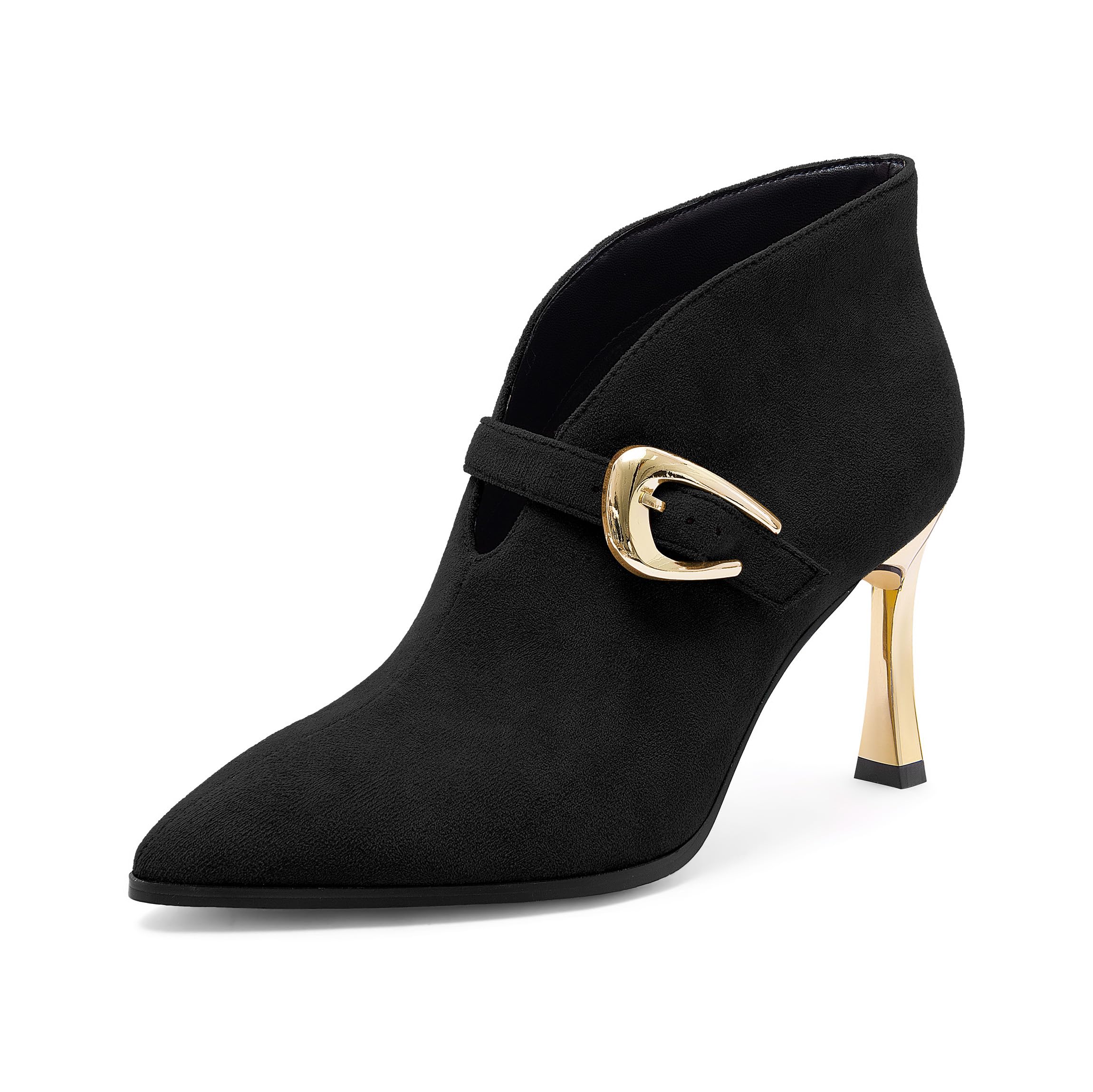 Ankle Boots for Women Stiletto Closed Pointed Kitten Heel Booties High Heel Fashion Ankle Booties Slip on Winter