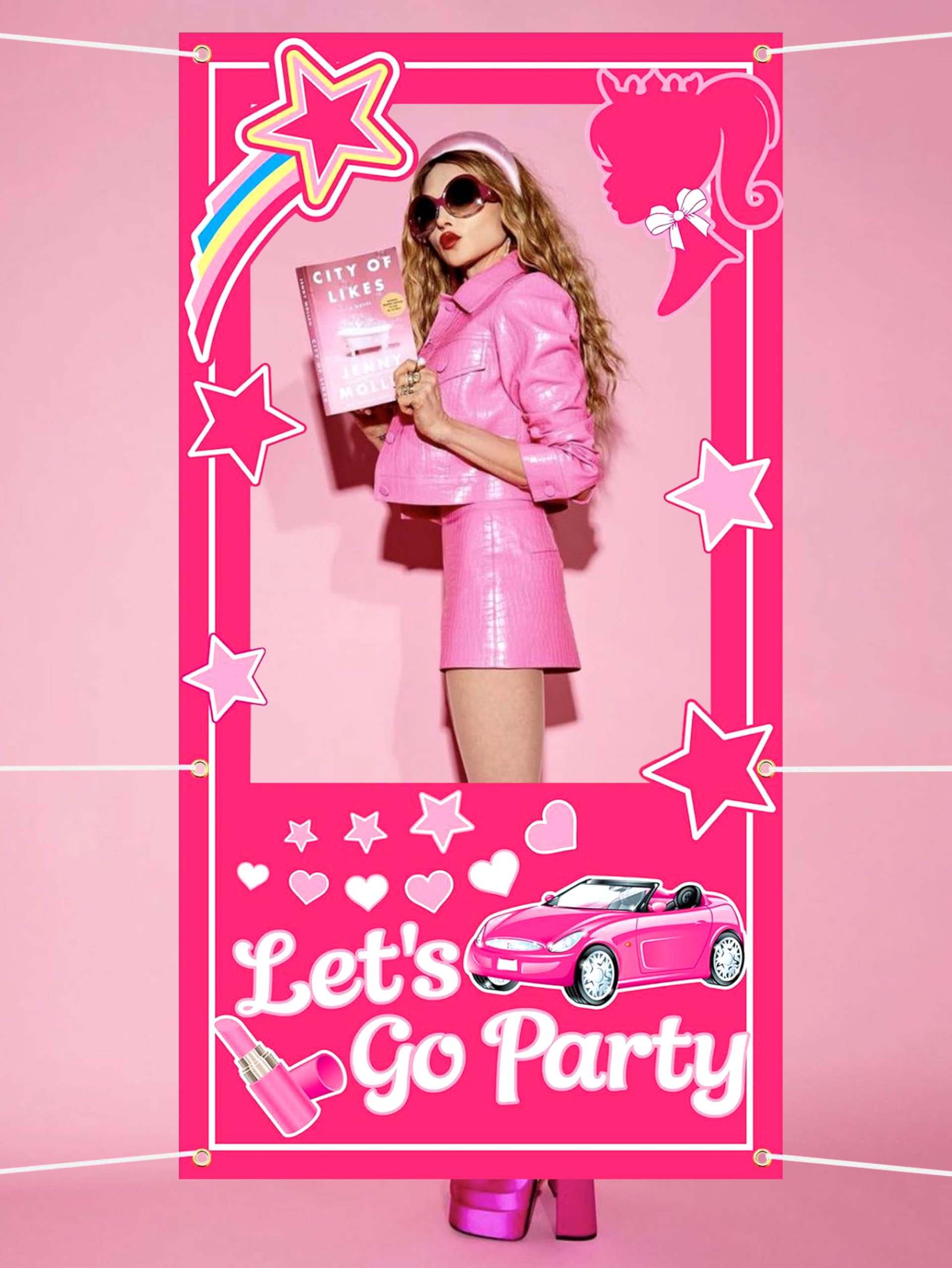 Roaring Good Time Hot Pink Doll Birthday Photo Booth Props Backdrop Doll Birthday Party Supplies Come On Lets Go Party Decoration Lets go Party Supplies