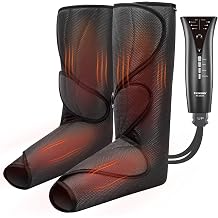 FIT KING Air Compression Leg and Foot Massager with Heat for Circulation | FSA-HSA, Adjustable Leg Wraps, Size Extensions, 3 Modes 3 Intensities, Helpful for Pain Edema RLS, Great Gift for Wife Mom