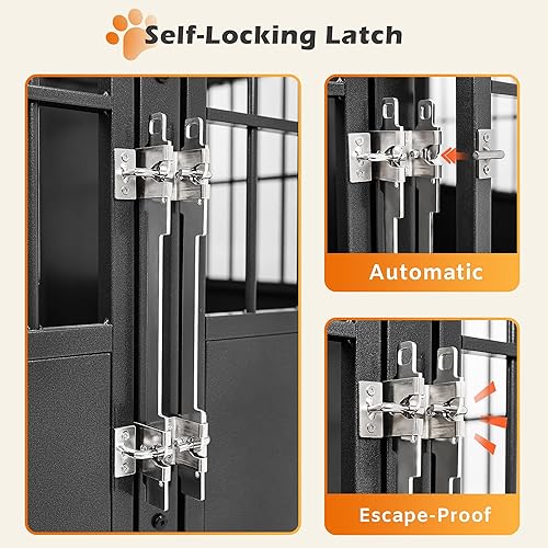 Miniatura 2 de REXWELTEN Jaula apilable para perros de 48 pulgadas, compatible con divisor opcional, jaula de metal indestructible de alta ansiedad para mascotas