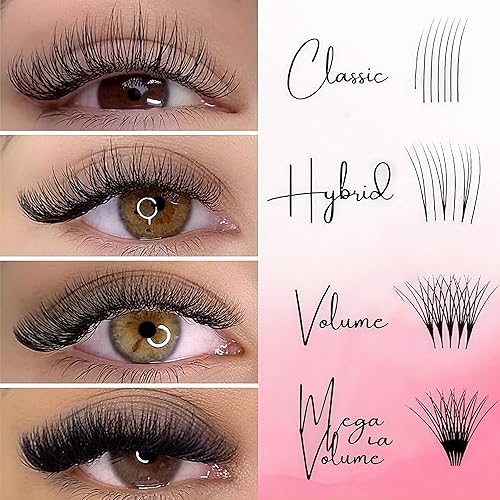 Miniatura 4 de CoMango Easy Fan - Extensiones de pestañas rizadas CD de 0.050.003 in, pestañas de volumen que florecen automáticamente, color negro mate 2D-20D,