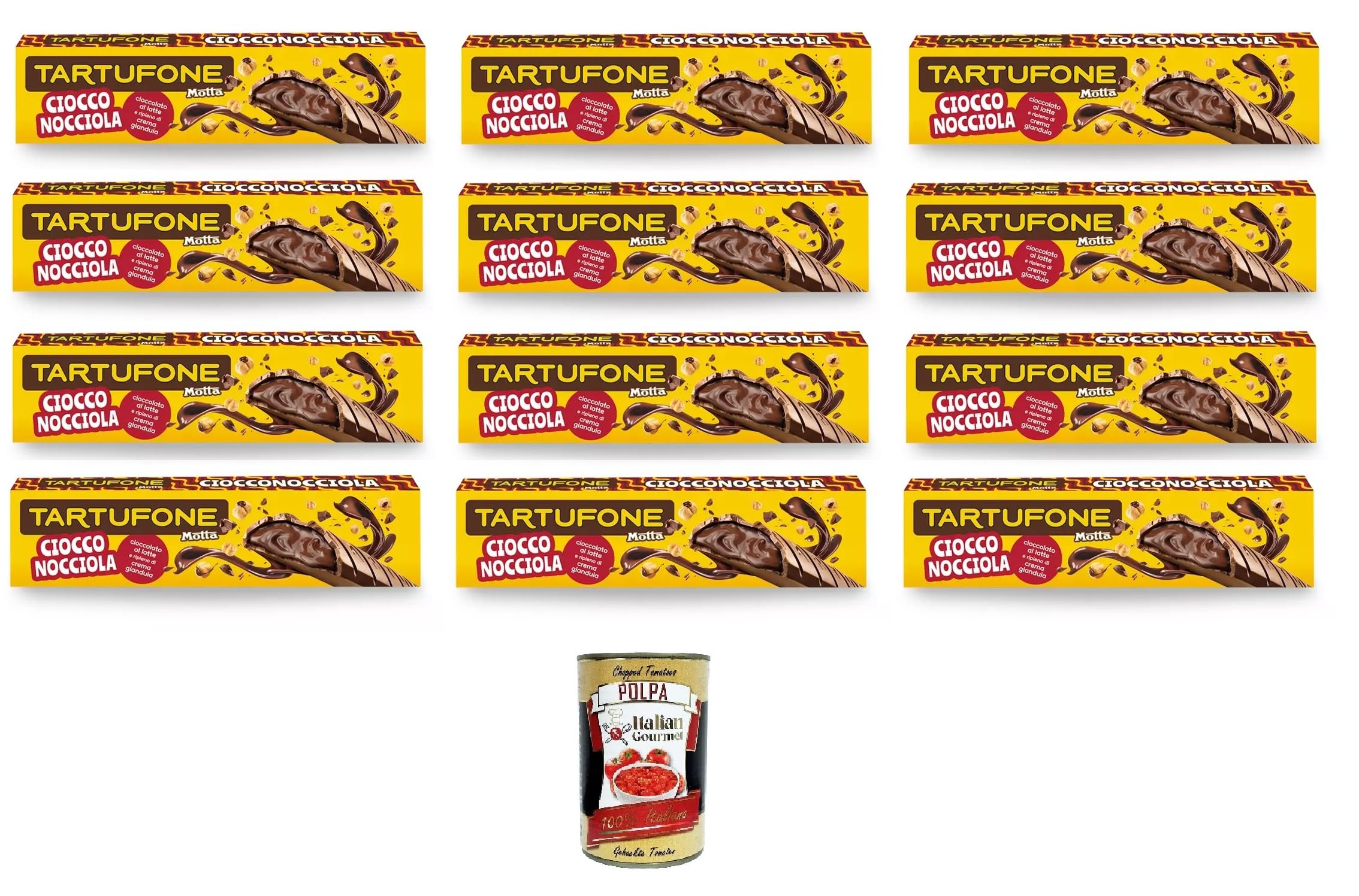 Italian Gourmet Tartufone Barra di Cioccolato Haselnuss Riegel 12 x 150g | Al latte con nocciole, cremiger Milchschoko-Snack für Vorrat und Pause, Gesamtnettogewicht 1,8 kg + Kostenlos Polpa 400g