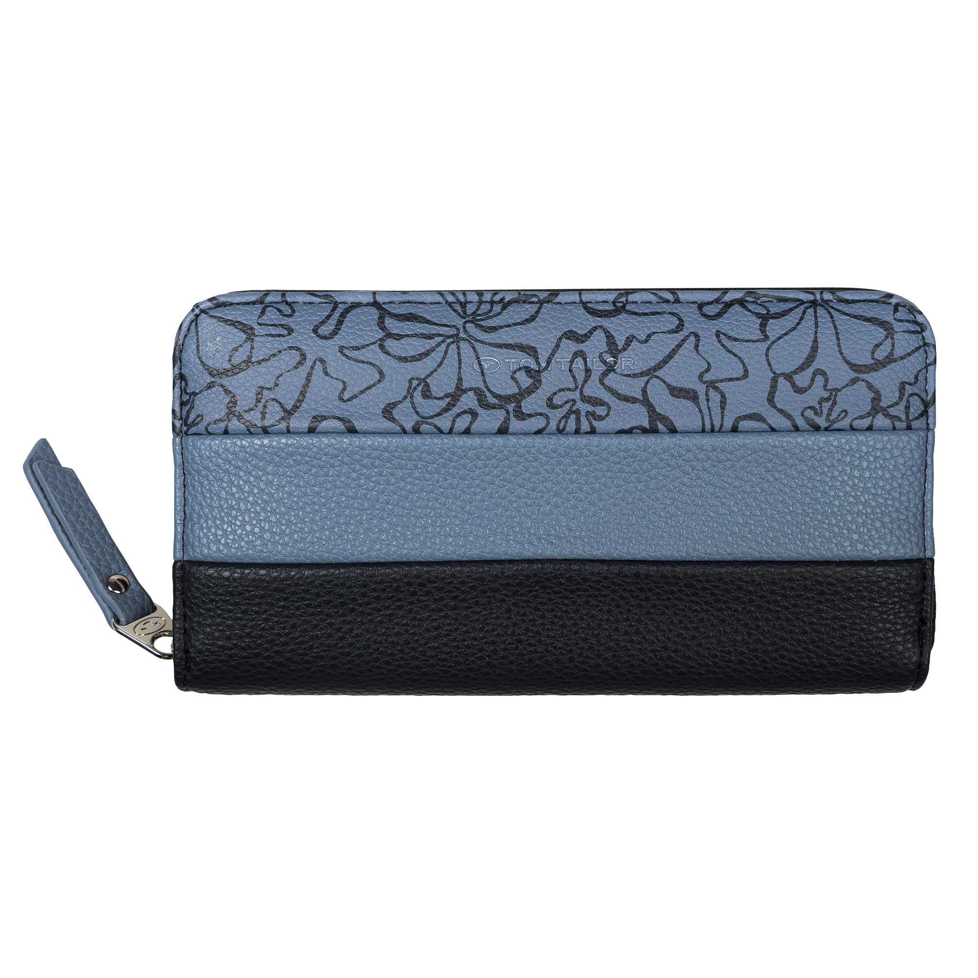 TOM TAILOR Ellen Damen Geldbörse Portemonnaie Zip Groß Floral Blau