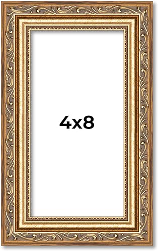Vista 316 de Poster Palooza Marco de fotos de madera tradicional dorado antiguo de 6 x 18 pulgadas con plexiglás acrílico UV, respaldo de tablero de espuma