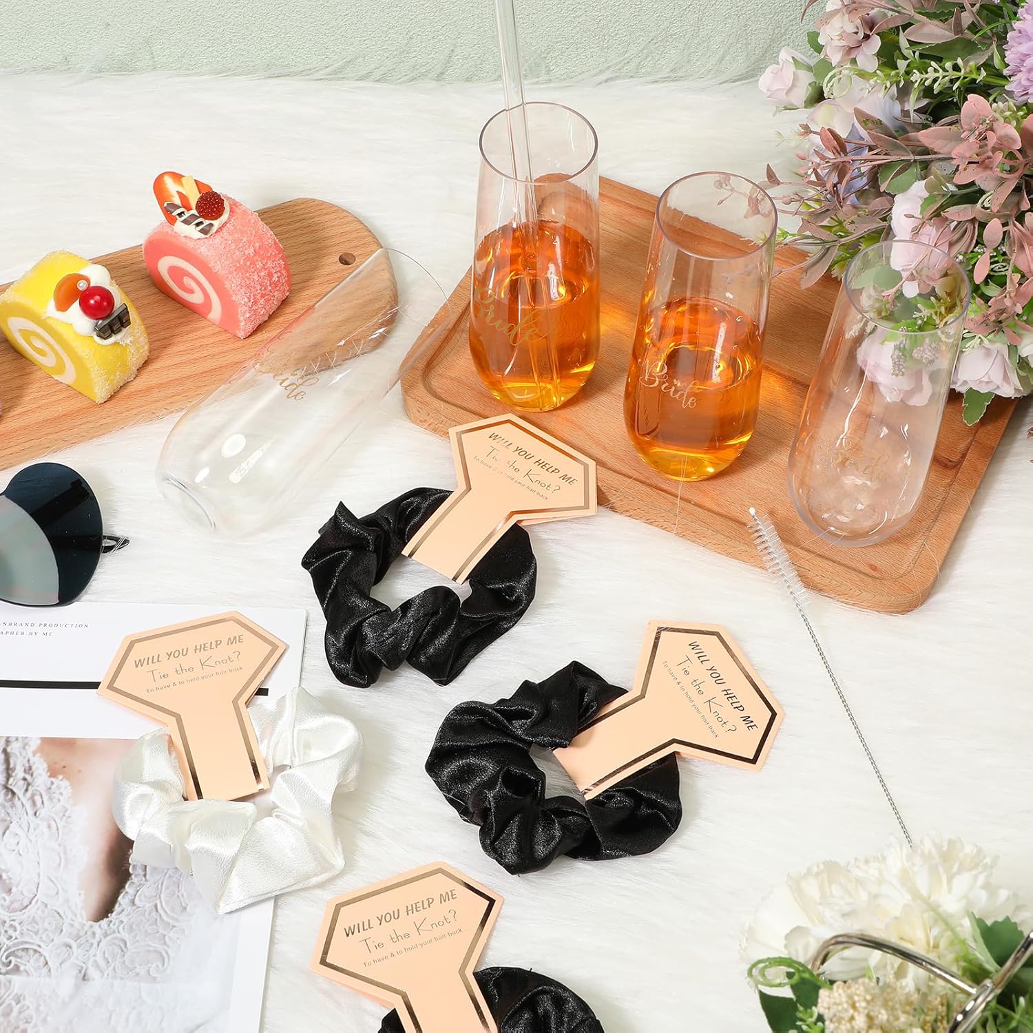 Panitay 42 Pcs Bridal Robes Sets Bride Robes Bridesmaids Proposal Gift Heart Sunglasses Champagne Flutes for Wedding Party - Image 7