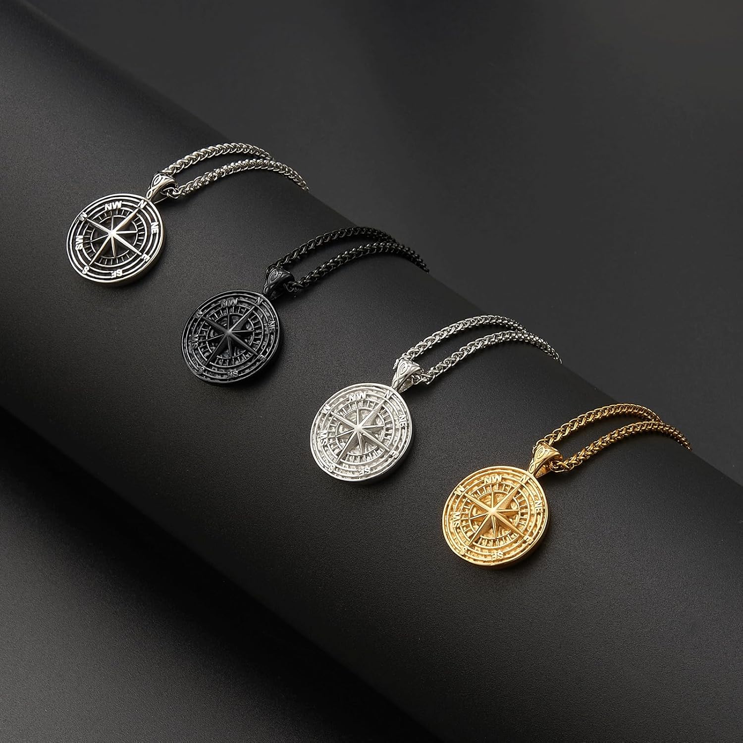 Compass Pendant Stainless Steel Navigator Compass Necklace for Men's Graduation Jewelry Gifts - Image 3