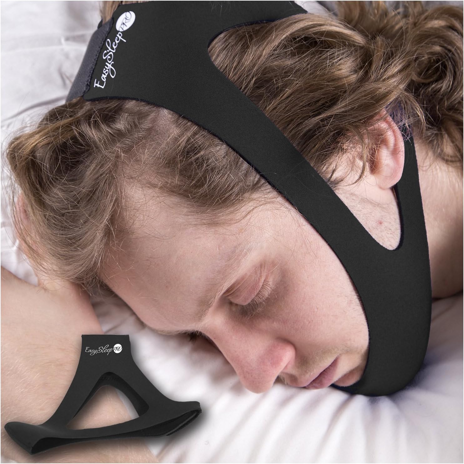 Adjustable Stop Snoring Chin Strap by AirPromise (Black)