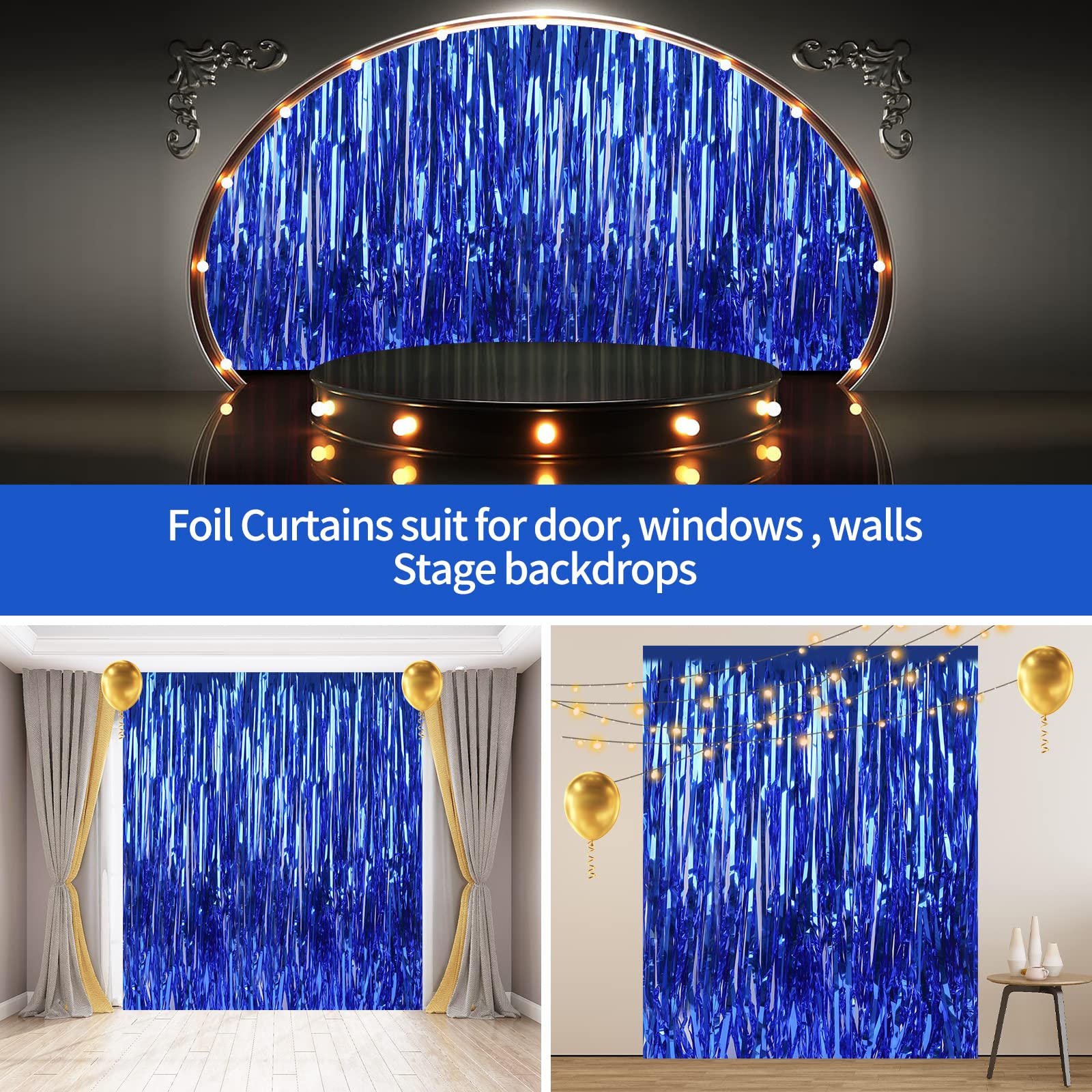 INIFLM 2 Pezzi Metallico Orpelli Foil Frange Tende, Foto Di Festa Sfondo Stelle Filanti, Foil Frange Tenda Frange Sfondo Per Matrimonio Fidanzamento Addio Al Nubilato Festa Di Compleanno(Argento - Foto 11