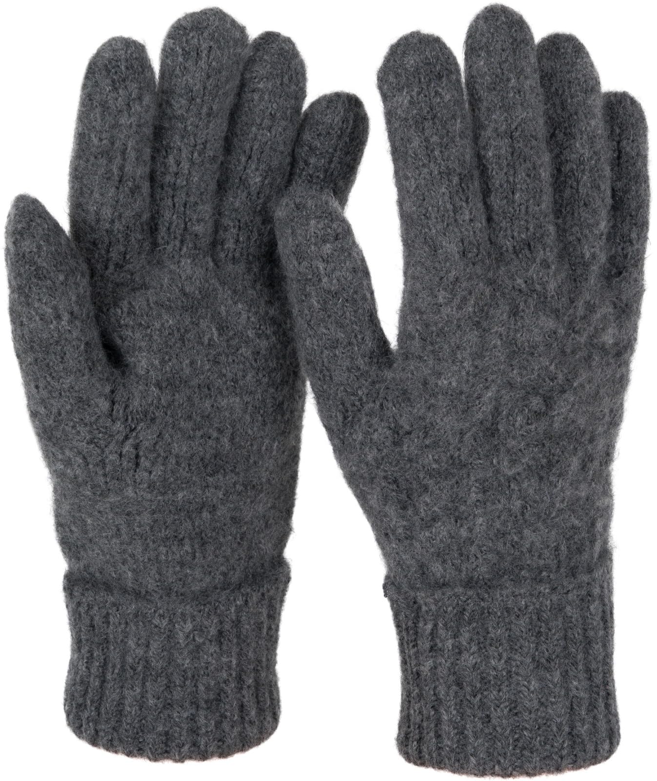 styleBREAKER Women's knitted gloves with cable knit pattern, warm winter finger gloves, versatile colours 09010051, Colour:Mottled Dark Grey