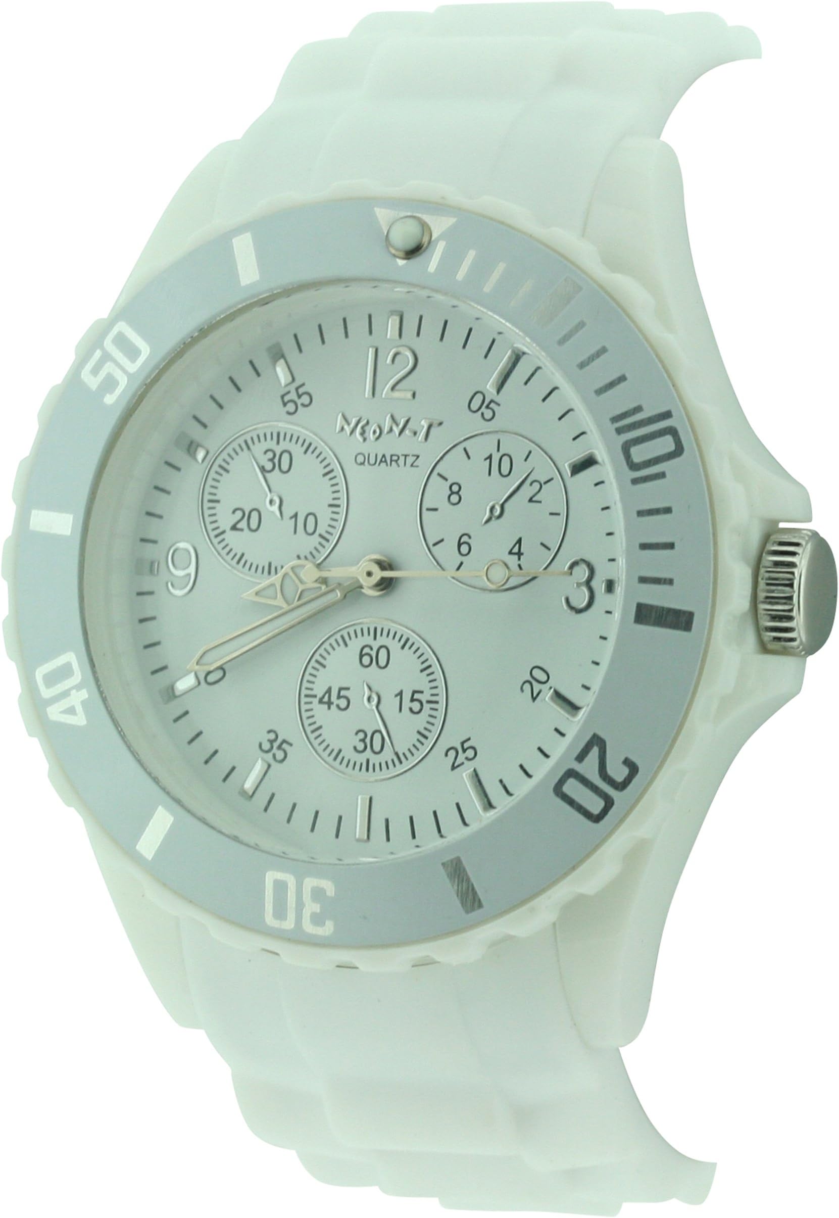 Neon T Women's Quartz Watch with White Dial Analogue Display and White Strap NE57/A