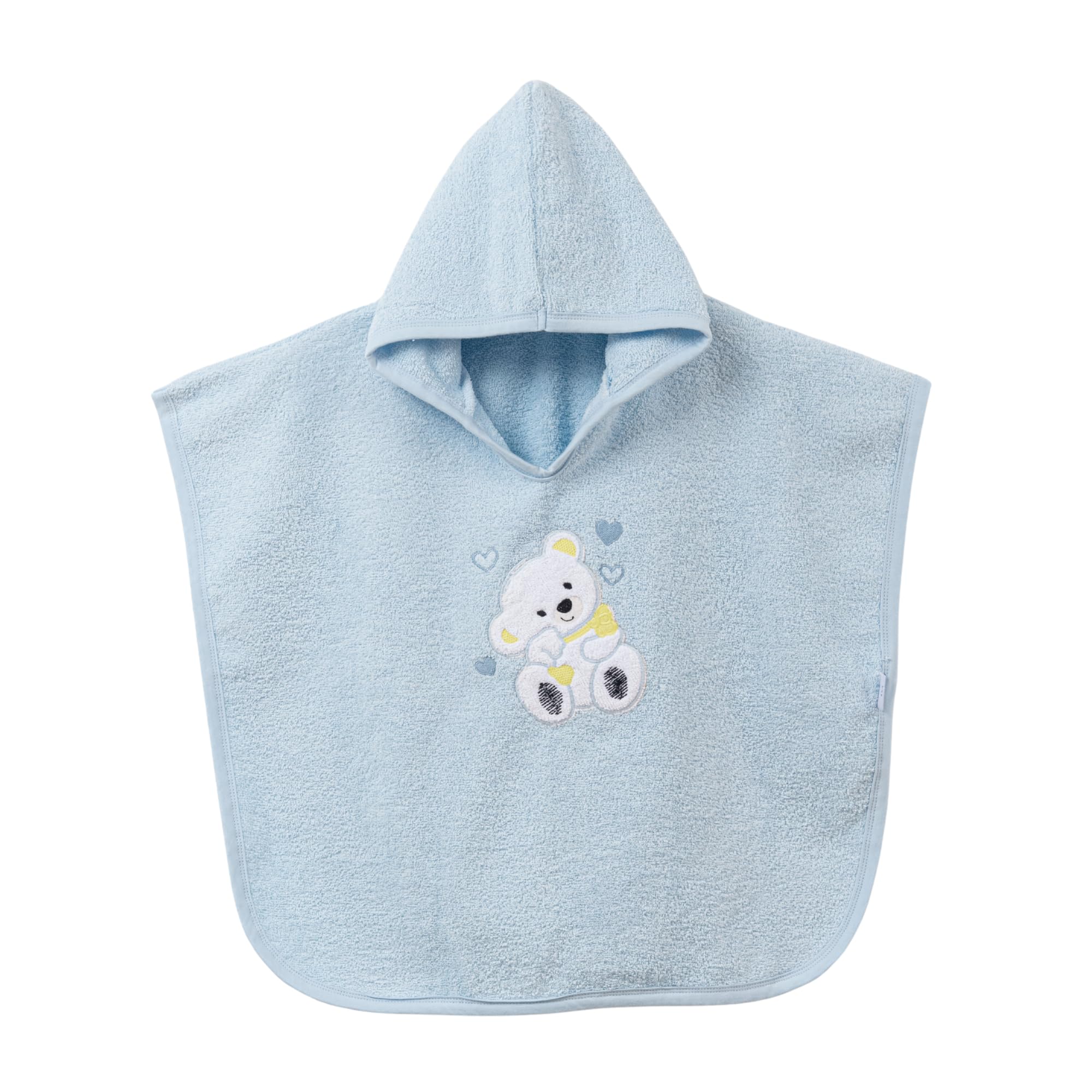 Ankibaby Baby Badeponcho mit süßem Bären- und Herzmotiv – Weiches Kapuzenhandtuch aus 100% Baumwolle – Hautfreundlich, saugfähig & ideal für Neugeborene und Kleinkinder
