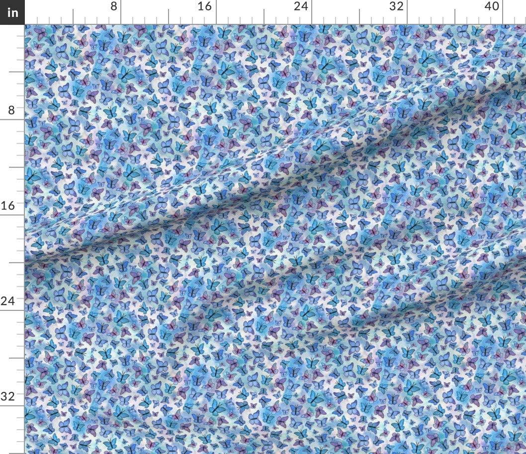 Spoonflower Fabric - Butterflies Watercolor Dream Blue Purple Butterfly Printed on Petal Signature Cotton Fabric by The Yard - Sewing Quilting Apparel Crafts Decor