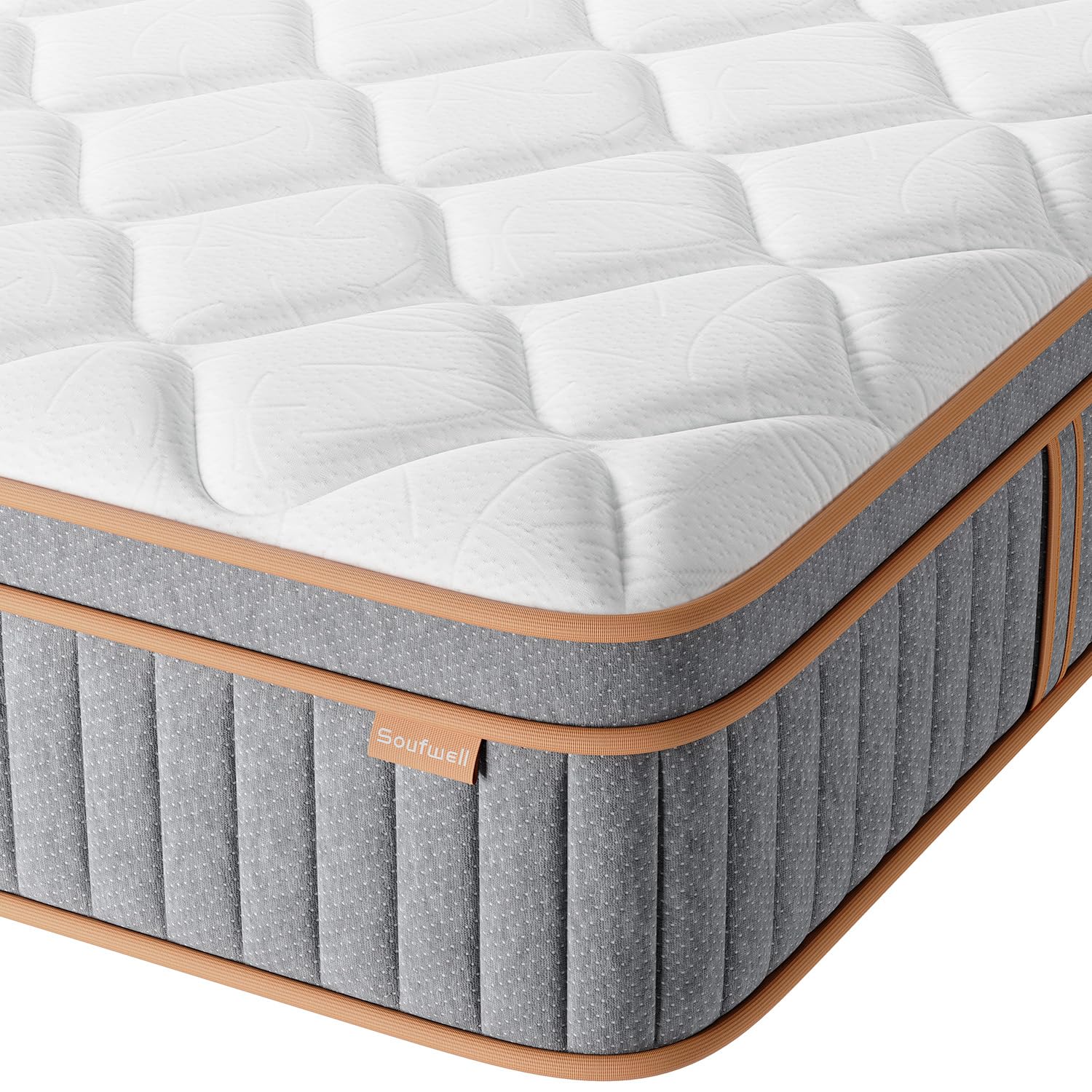 Soufwell Double Mattress 135x190 27cm Hybrid 4ft 6 Mattress with Memory Foam & Pocket Springs 8-Layer 7-Zone Orthopaedic Mattress Euro Top Medium Firm Mattress for Pressure Relief & Motion Isolation