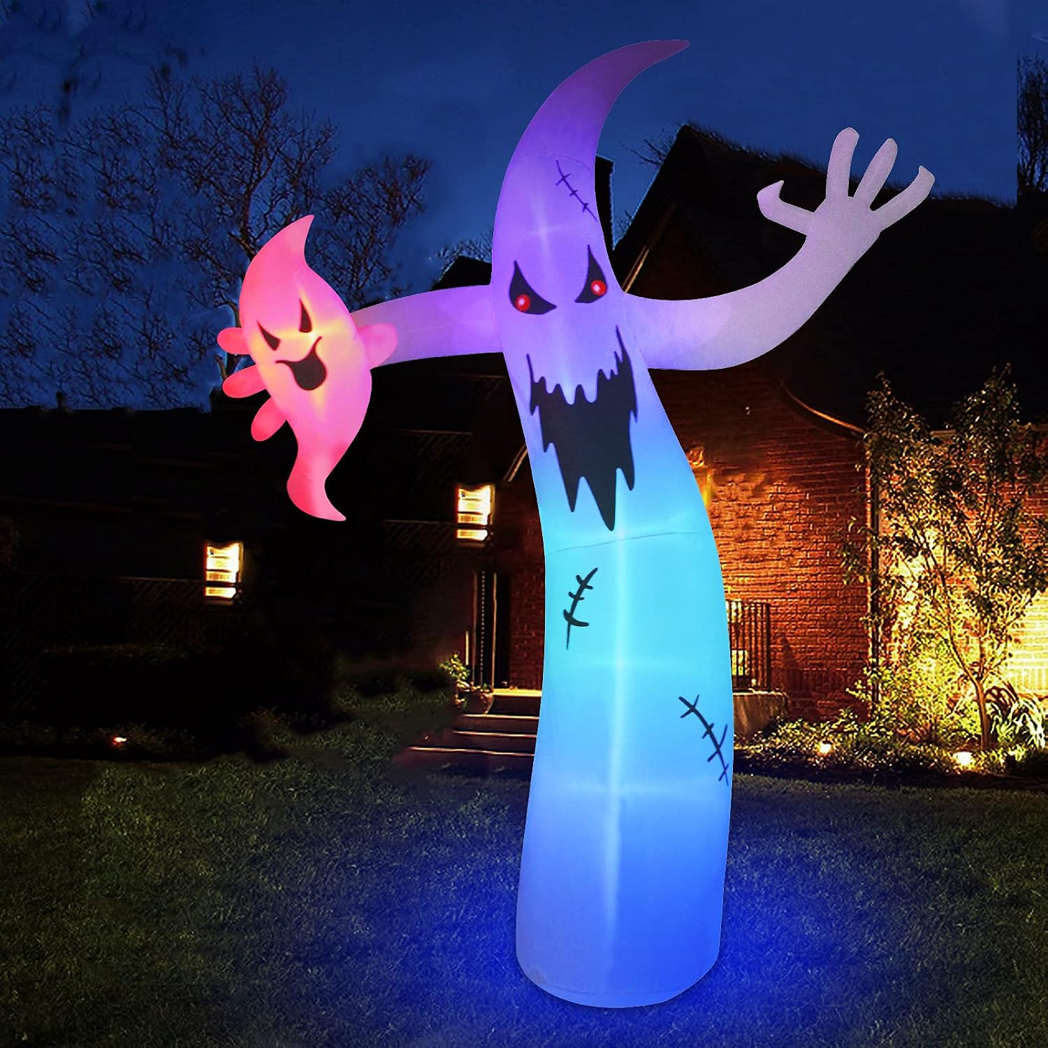12 Ft Halloween Inflatable Decorations, Angela&AlexTall Ghost Inflatables Outdoors Giant Large Halloween Decor Built-in Led Lights with Tethers, Stakes for Yard, Garden, Lawn Festival Holiday Party