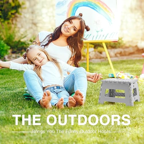 Miniatura 95 de Dyforce Taburete plegable de 9 pulgadas, taburete para niños, taburetes resistentes para adultos, taburetes de pie compactos, taburetes ligeros para